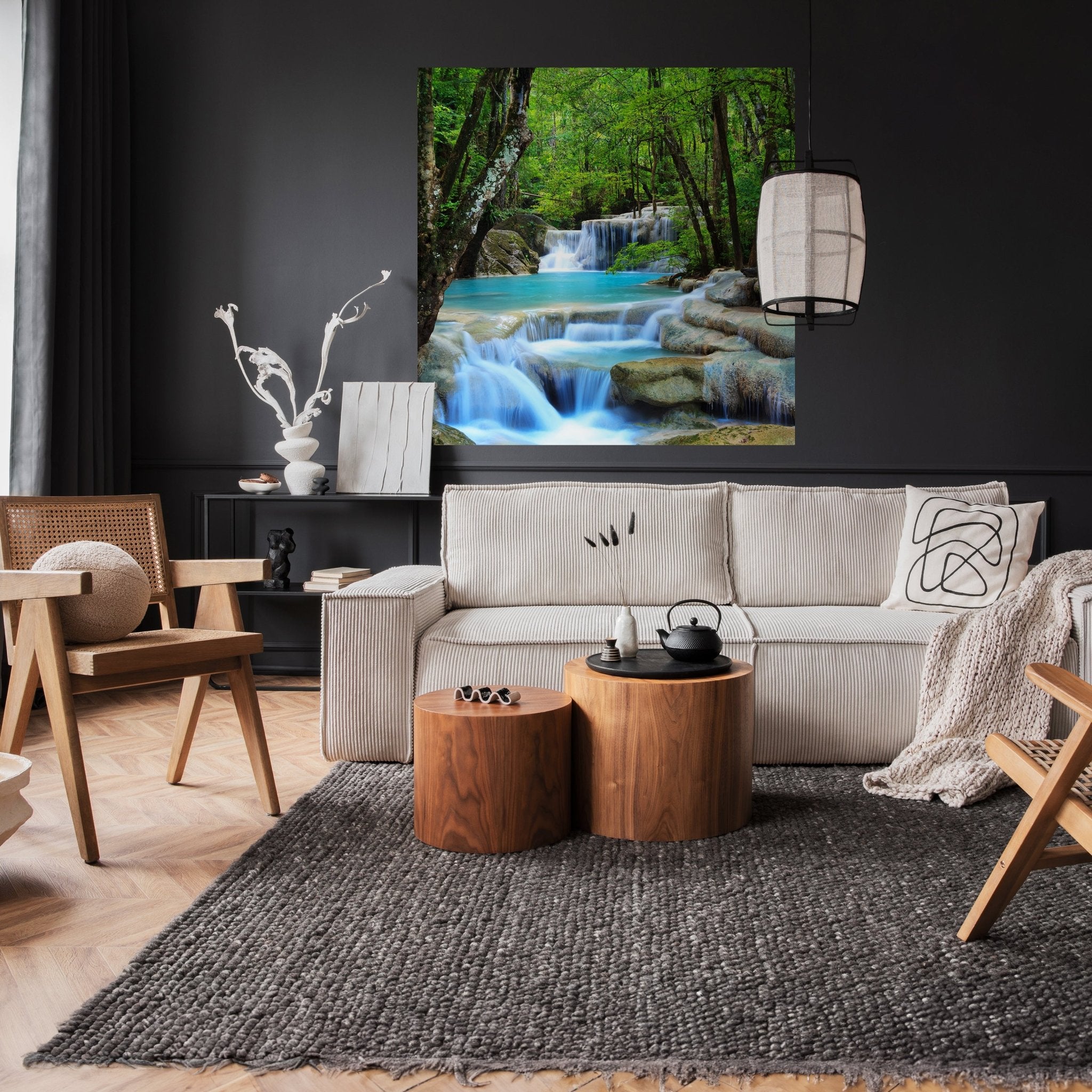 Quadratische Fototapete Wasserfall im Wald M0001 - Bild 2 Quadratische Fototapete Wasserfall im Wald M0001 - Bild 2