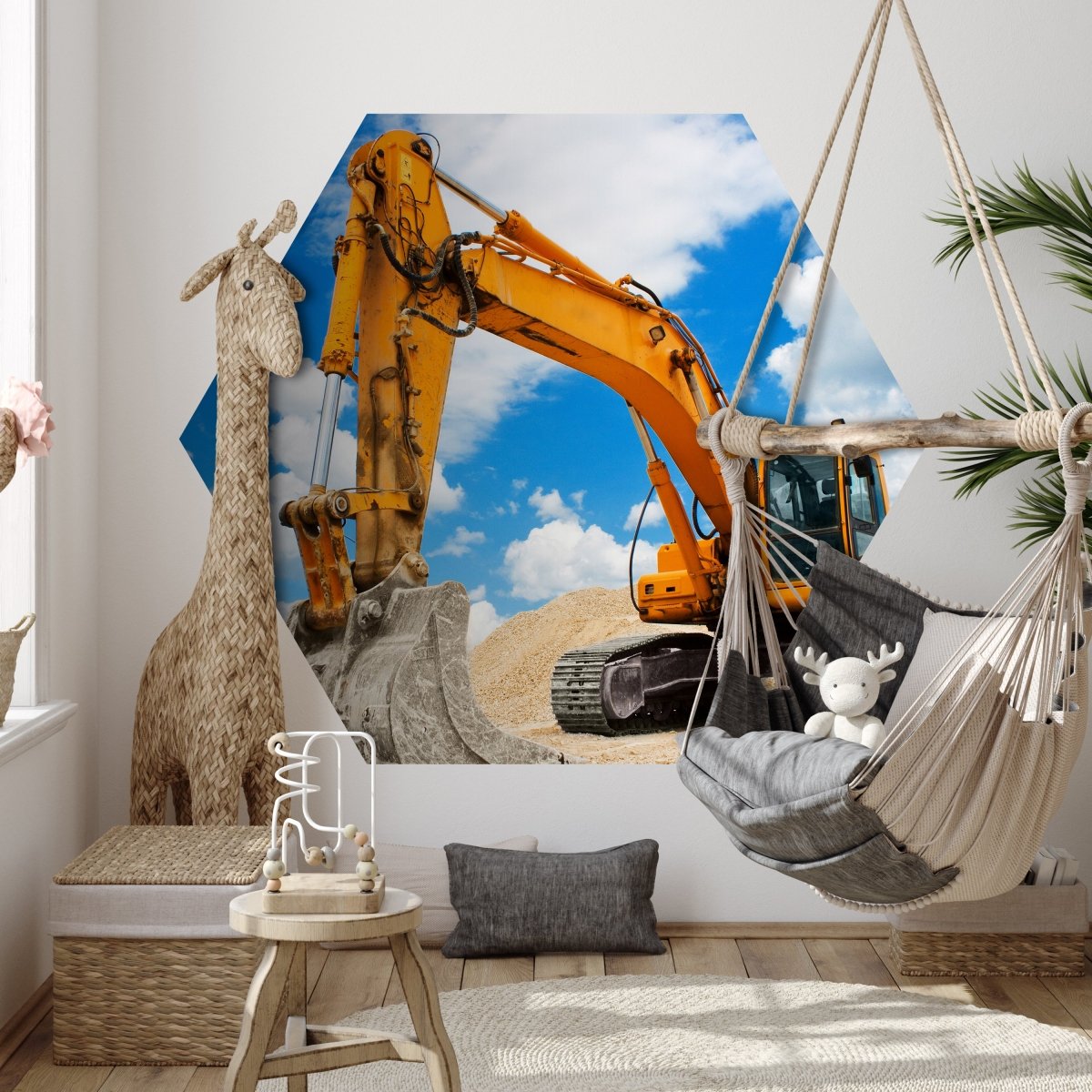 Hexagon-Fototapete gelber Bagger M0002 - Bild 3 Hexagon-Fototapete gelber Bagger M0002 - Bild 3