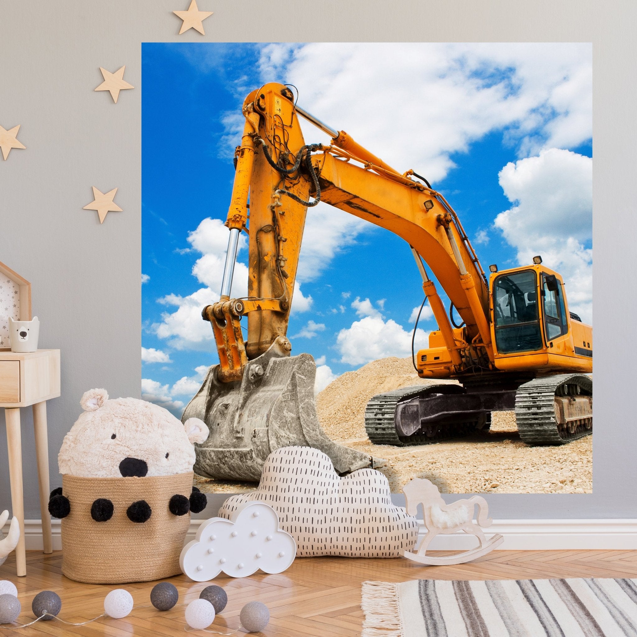 Quadratische Fototapete gelber Bagger M0002 - Bild 1 Quadratische Fototapete gelber Bagger M0002 - Bild 1