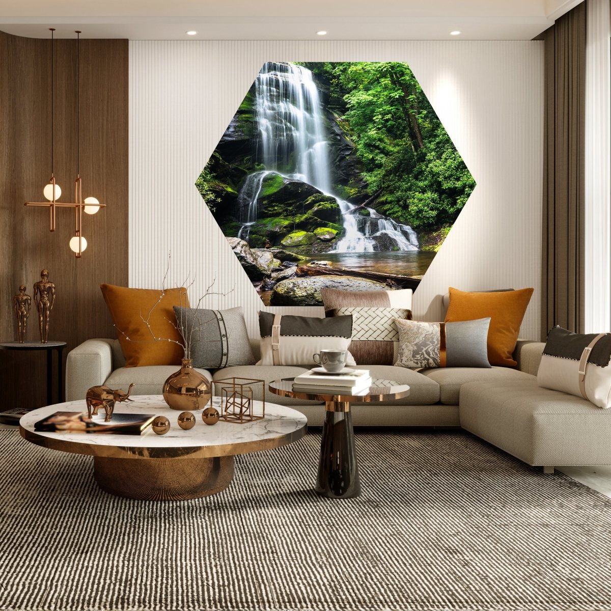 Hexagon-Fototapete Wasserfall mit Bach M0006 - Bild 3 Hexagon-Fototapete Wasserfall mit Bach M0006 - Bild 3