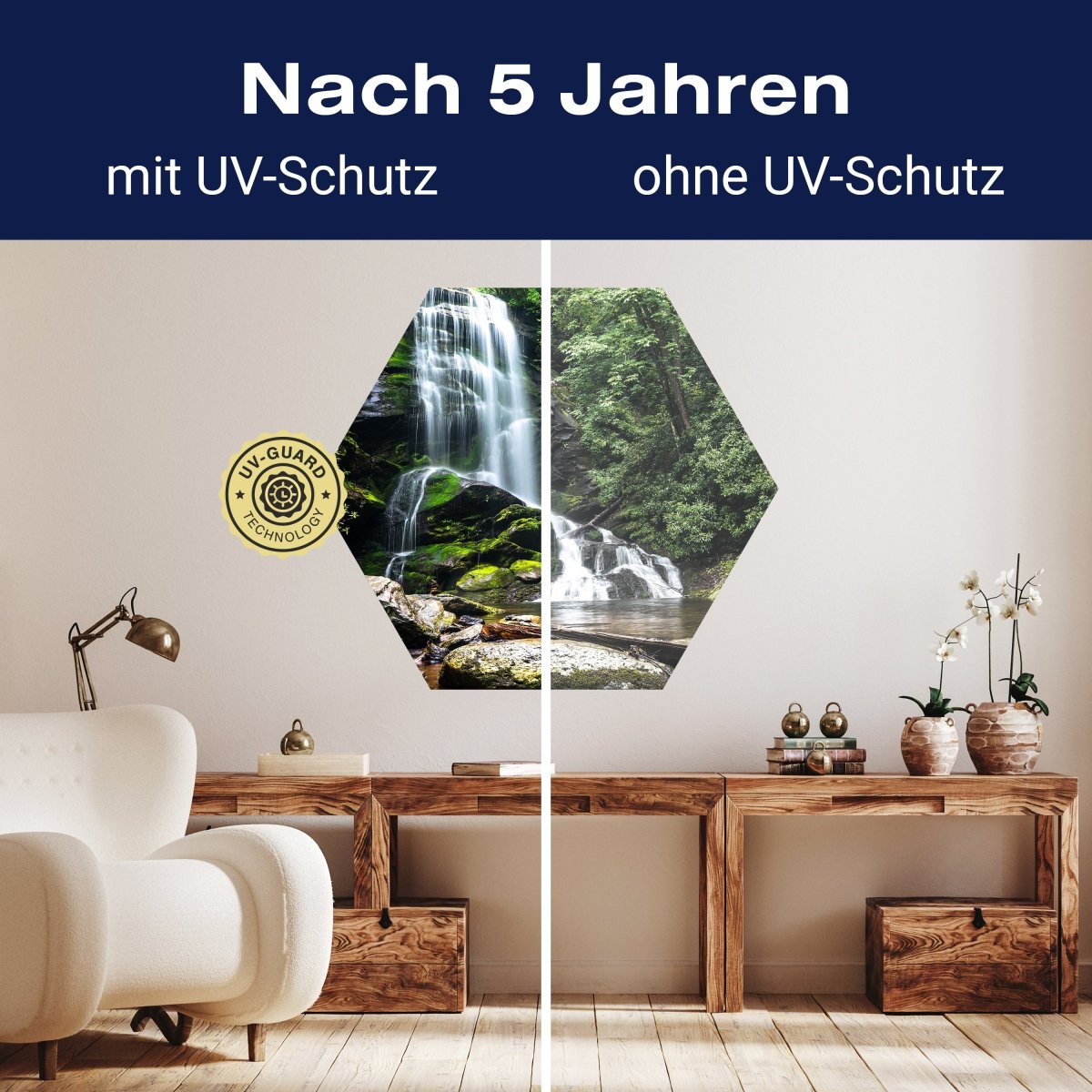 Hexagon-Fototapete Wasserfall mit Bach M0006 - Bild 9 Hexagon-Fototapete Wasserfall mit Bach M0006 - Bild 9