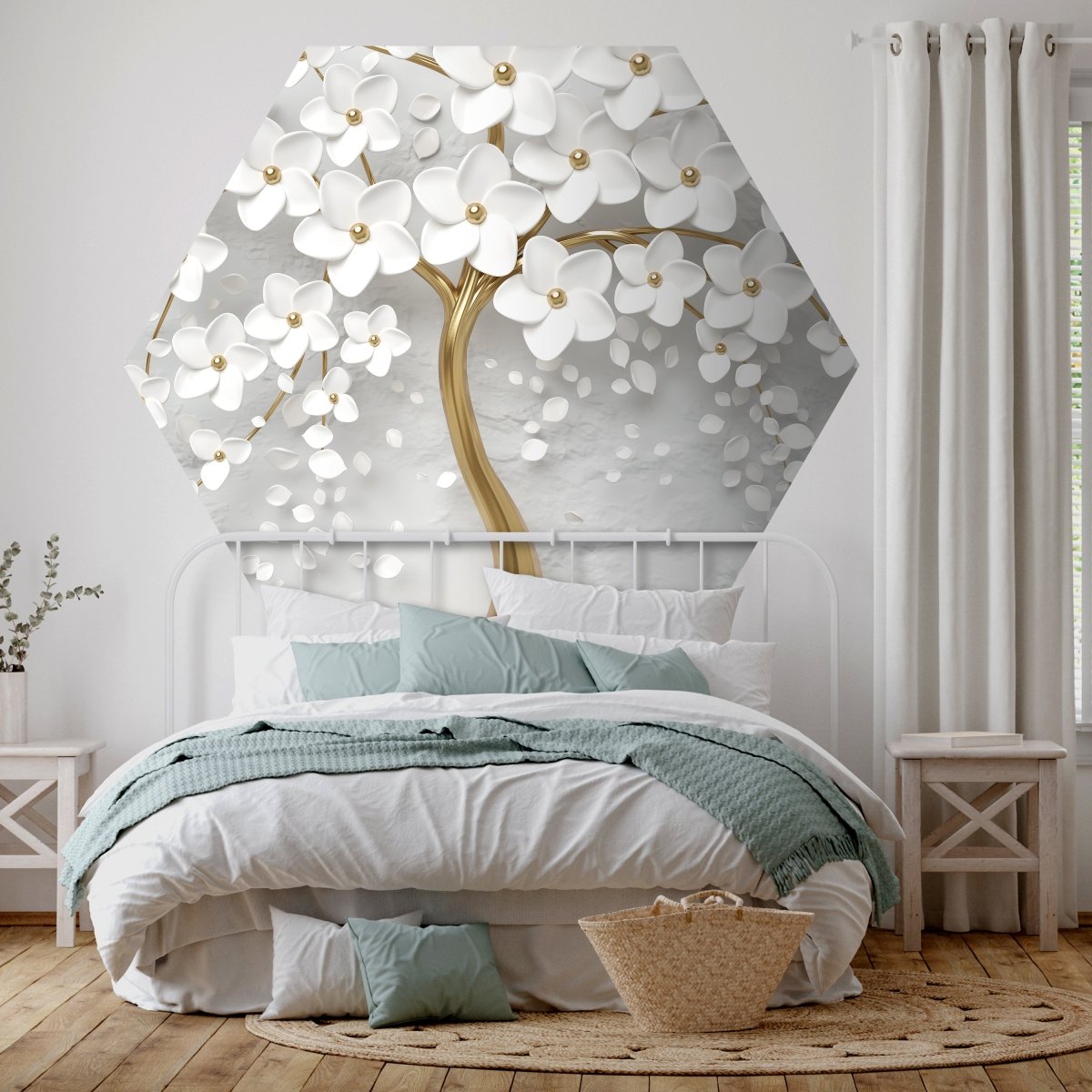 Hexagon-Fototapete Baum mit Blüten M0007 - Bild 1 Hexagon-Fototapete Baum mit Blüten M0007 - Bild 1