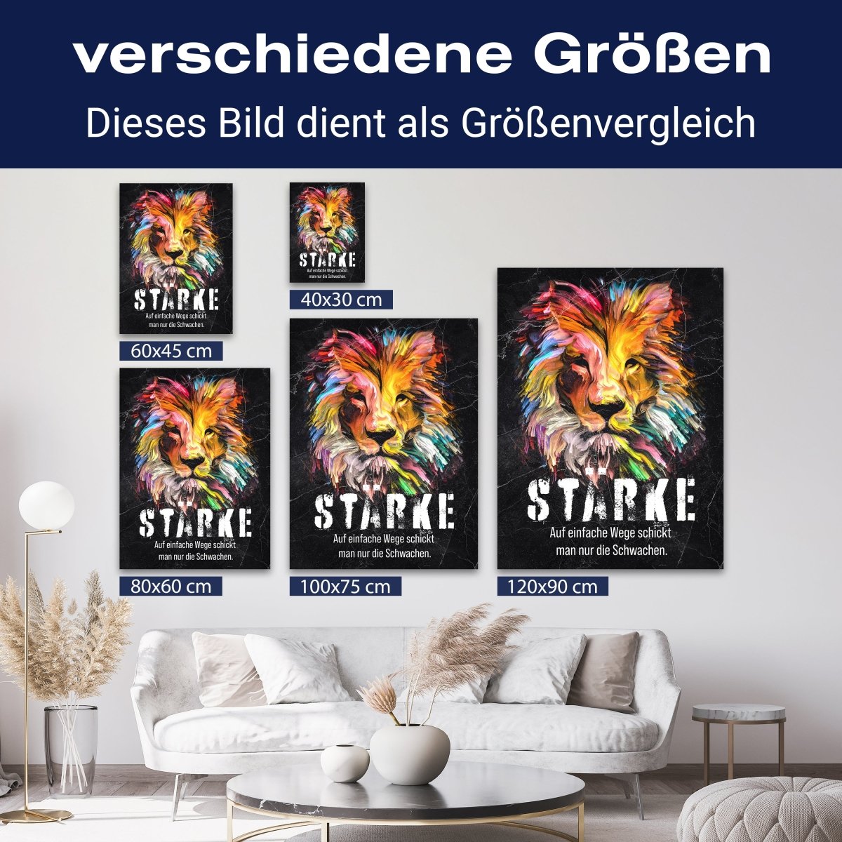 Leinwandbild Motivation, Hochformat, Stärke Löwe Aquarell M0007 kaufen - Bild 8 Leinwandbild Motivation, Hochformat, Stärke Löwe Aquarell M0007 kaufen - Bild 8