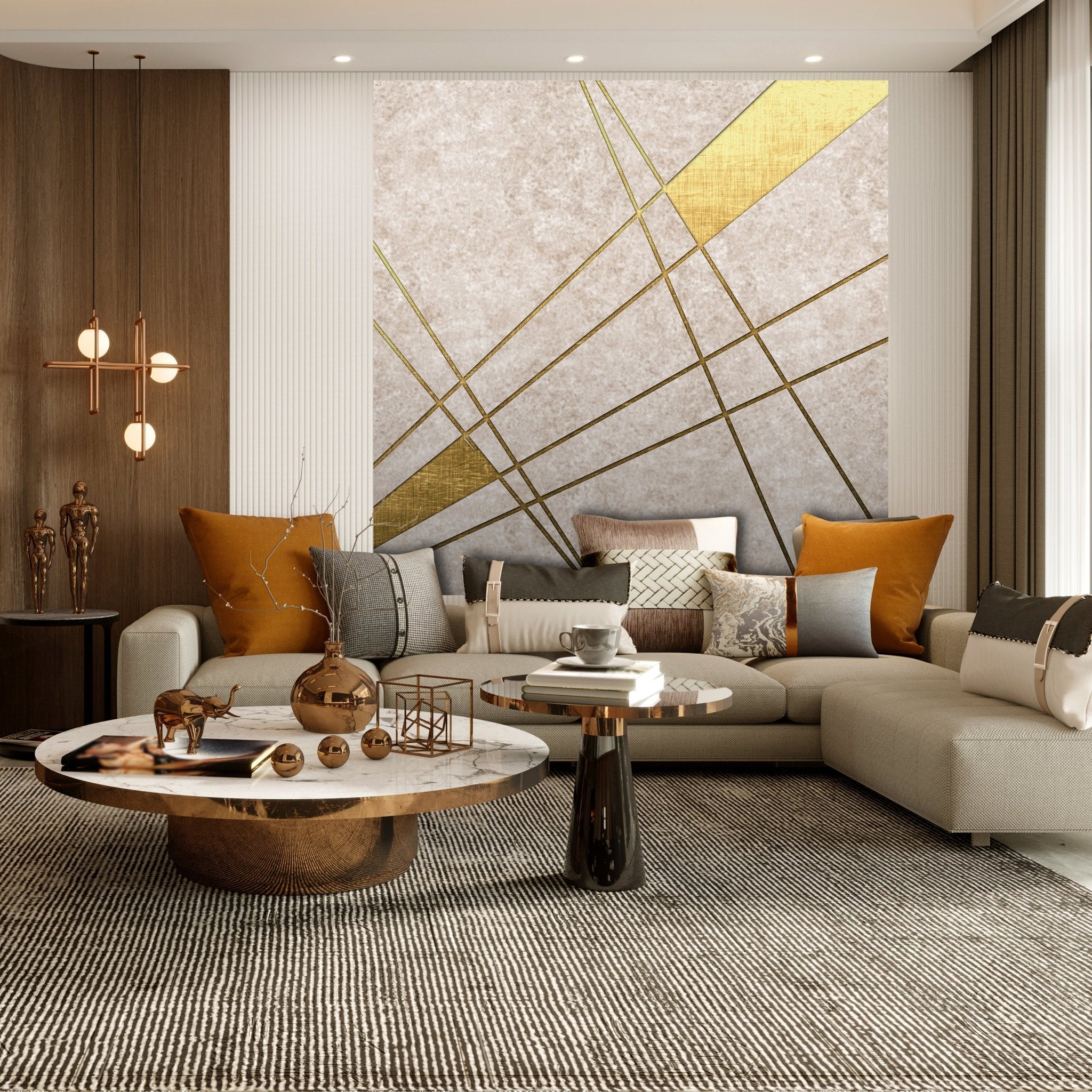 Quadratische Fototapete Abstrakte goldene Linien M0009 - Bild 3 Quadratische Fototapete Abstrakte goldene Linien M0009 - Bild 3