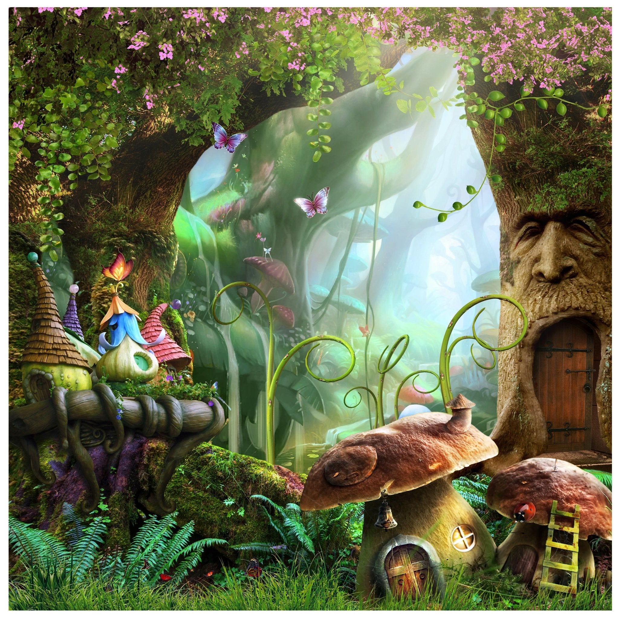 Quadratische Fototapete Märchenwald mit Pilzhäusern M0010 - Bild 11 Quadratische Fototapete Märchenwald mit Pilzhäusern M0010 - Bild 11