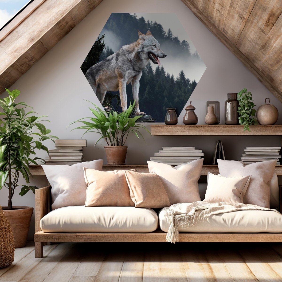 Hexagon-Fototapete Wolf im Wald M0013 - Bild 2 Hexagon-Fototapete Wolf im Wald M0013 - Bild 2