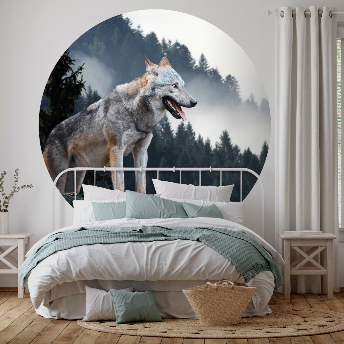 Runde Fototapete Wolf im Wald M0013 - Bild 1 Runde Fototapete Wolf im Wald M0013 - Bild 1