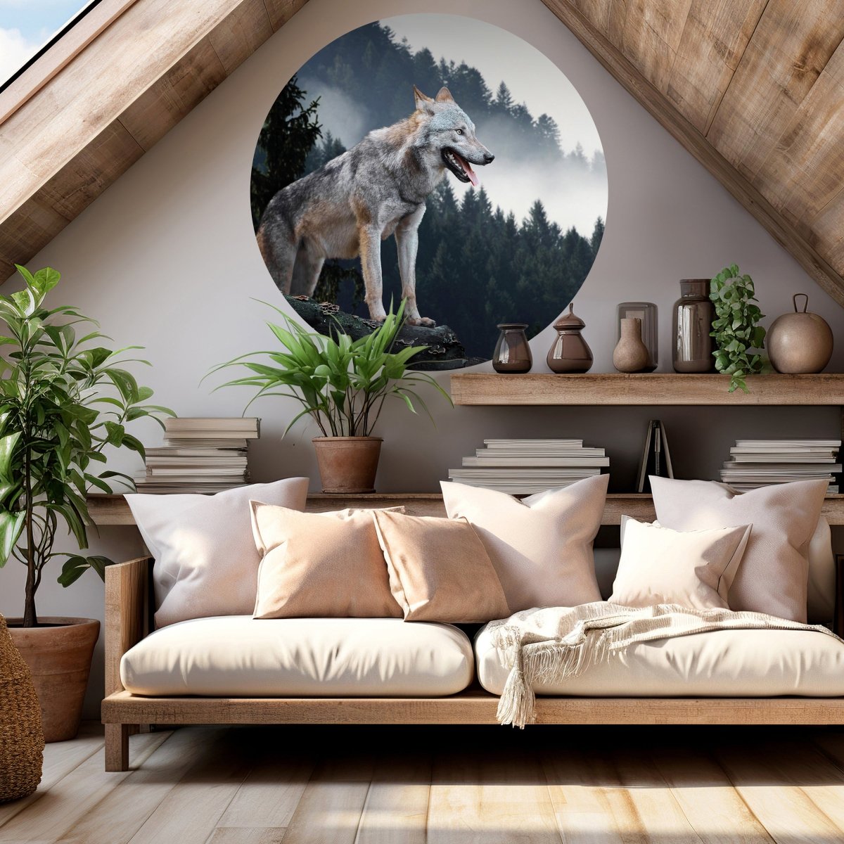 Runde Fototapete Wolf im Wald M0013 - Bild 2 Runde Fototapete Wolf im Wald M0013 - Bild 2