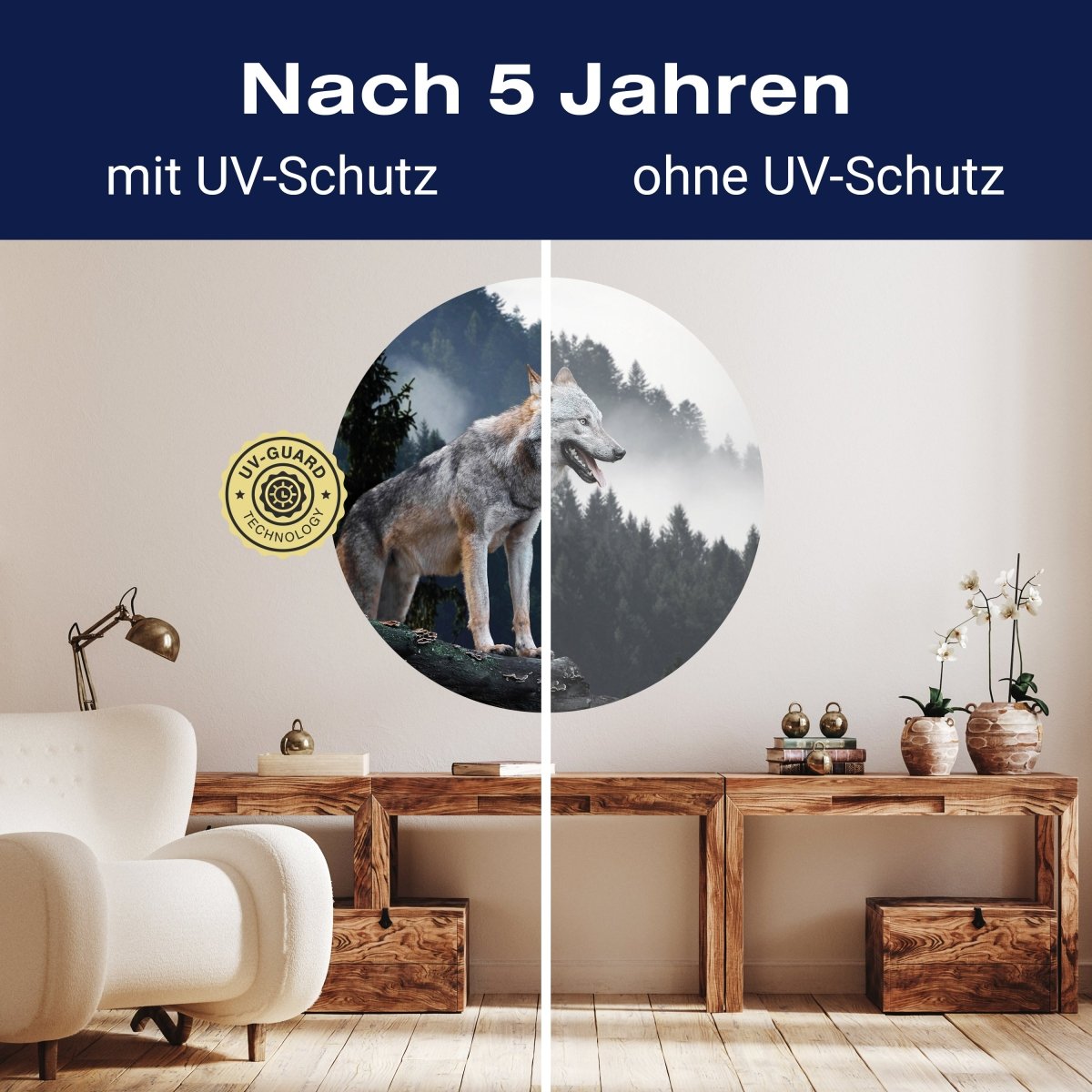 Runde Fototapete Wolf im Wald M0013 - Bild 9 Runde Fototapete Wolf im Wald M0013 - Bild 9