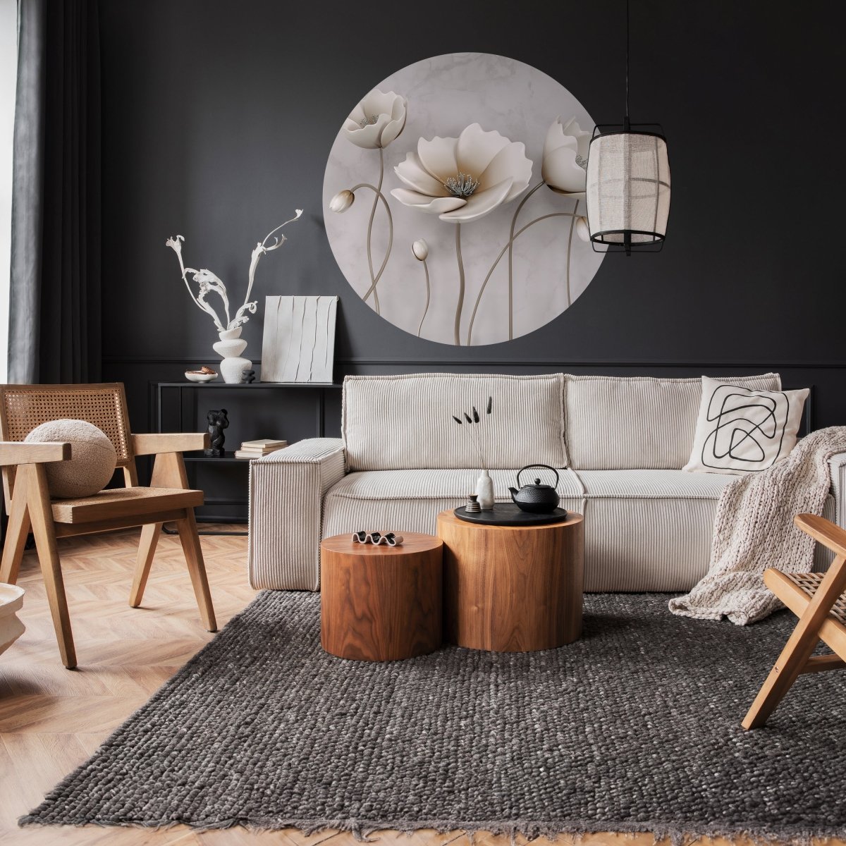 Runde Fototapete Betonwand mit Blumen M0014 - Bild 2 Runde Fototapete Betonwand mit Blumen M0014 - Bild 2