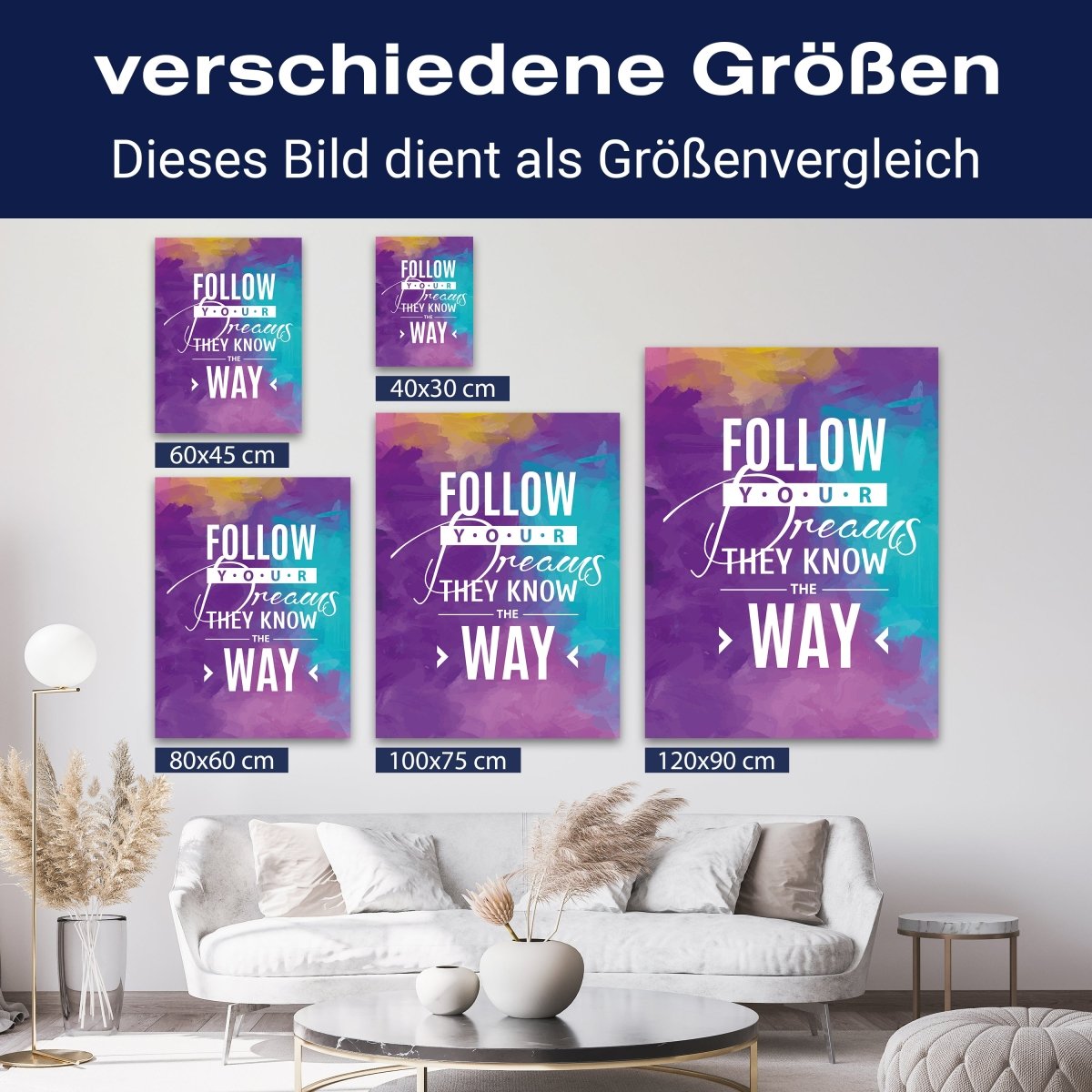 Leinwandbild Motivation, Hochformat, follow your dreams M0016 kaufen - Bild 8 Leinwandbild Motivation, Hochformat, follow your dreams M0016 kaufen - Bild 8