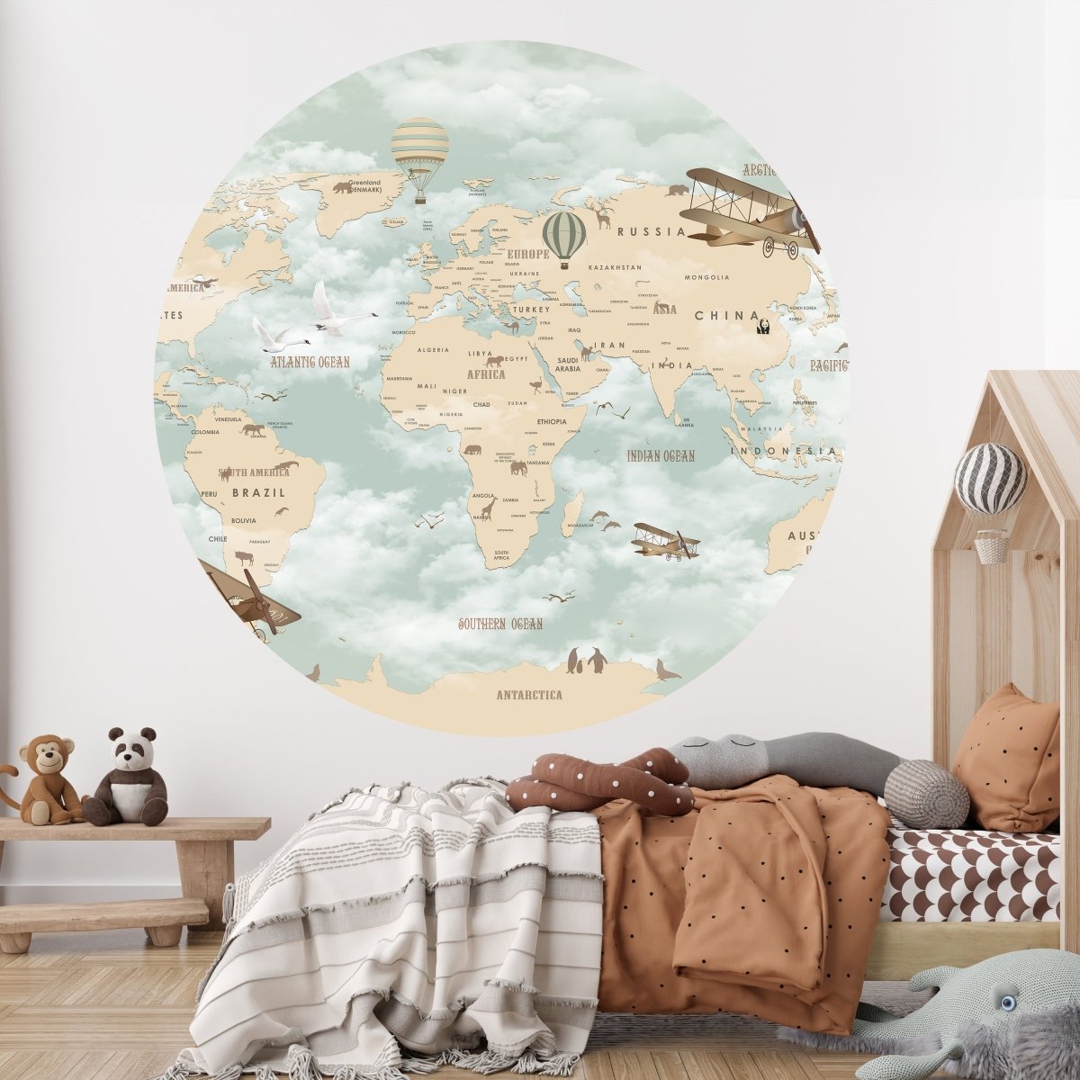 Runde Fototapete Weltkarte für Kinder M0017 - Bild 2 Runde Fototapete Weltkarte für Kinder M0017 - Bild 2