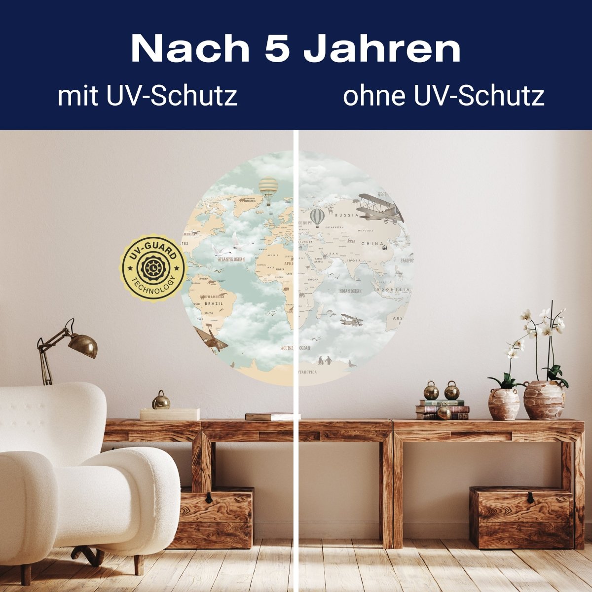 Runde Fototapete Weltkarte für Kinder M0017 - Bild 9 Runde Fototapete Weltkarte für Kinder M0017 - Bild 9