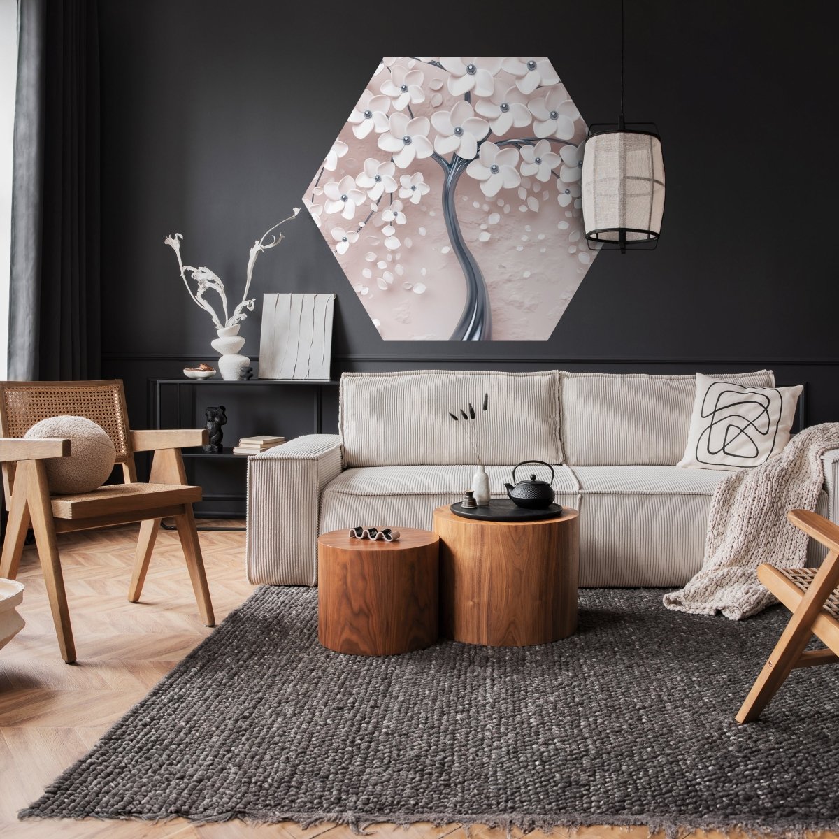 Hexagon-Fototapete Baum mit Blüten M0019 - Bild 2 Hexagon-Fototapete Baum mit Blüten M0019 - Bild 2