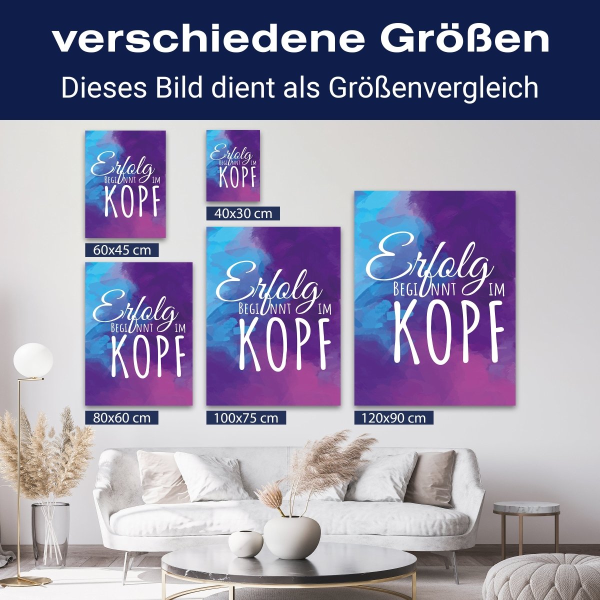 Leinwandbild Motivation, Hochformat, Erfolg beginnt im Kopf Aquarell M0019 kaufen - Bild 8 Leinwandbild Motivation, Hochformat, Erfolg beginnt im Kopf Aquarell M0019 kaufen - Bild 8