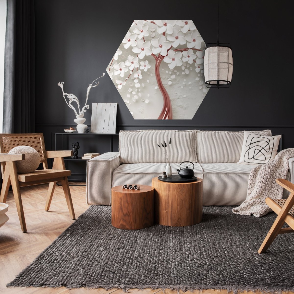 Hexagon-Fototapete roter Baum mit Blüten M0020 - Bild 2 Hexagon-Fototapete roter Baum mit Blüten M0020 - Bild 2