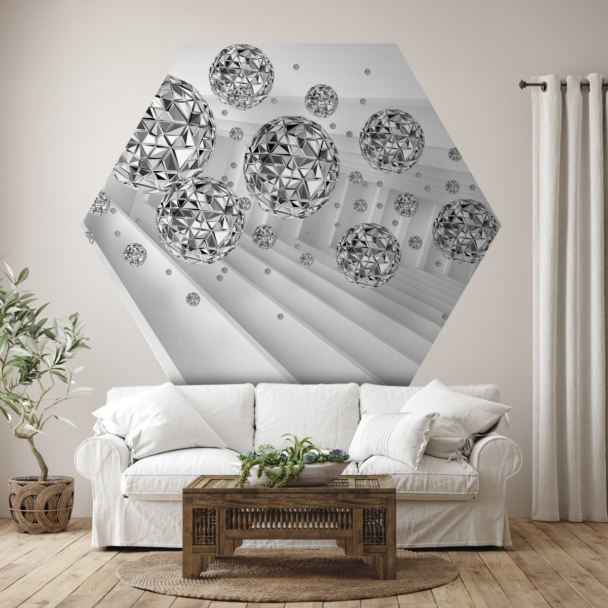 Hexagon-Fototapete Graue Kugeln M0021 - Bild 1 Hexagon-Fototapete Graue Kugeln M0021 - Bild 1