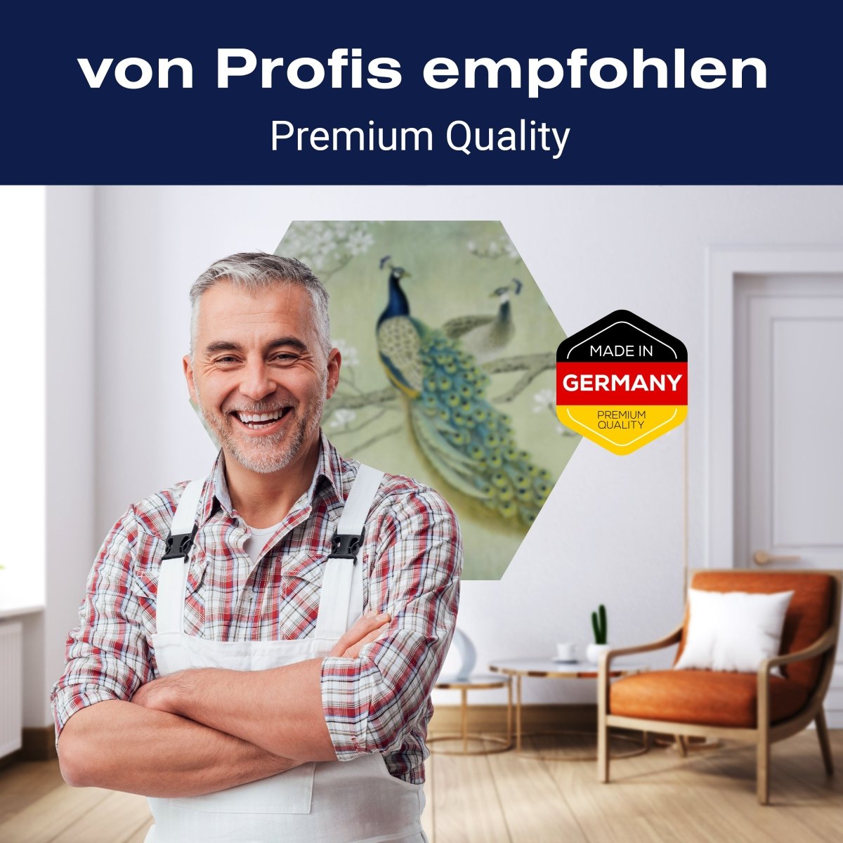 Hexagon-Fototapete Pfaue auf blühendem Zweig M0022 - Bild 5 Hexagon-Fototapete Pfaue auf blühendem Zweig M0022 - Bild 5