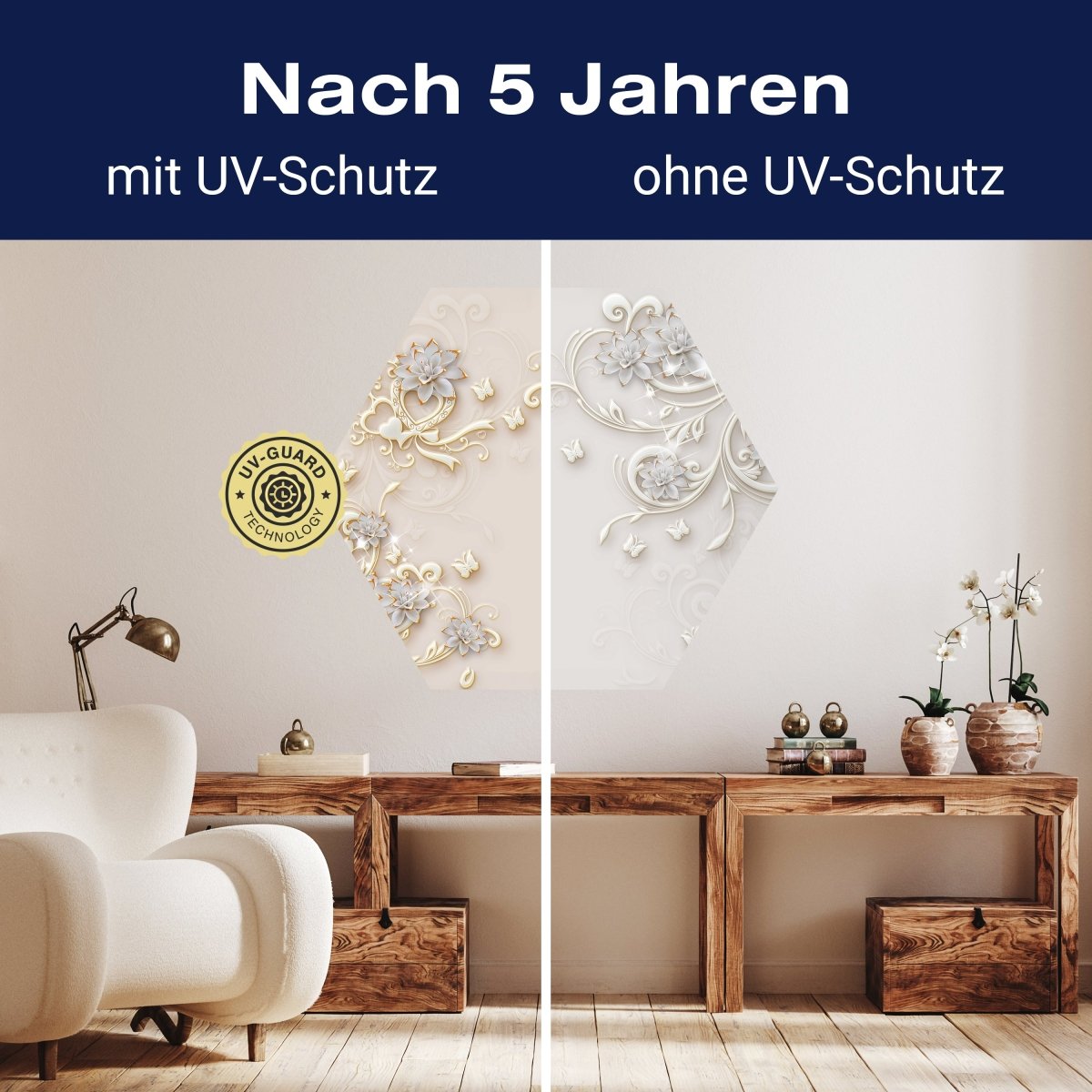 Hexagon-Fototapete goldene Blumen und Ornamente M0028 - Bild 9 Hexagon-Fototapete goldene Blumen und Ornamente M0028 - Bild 9