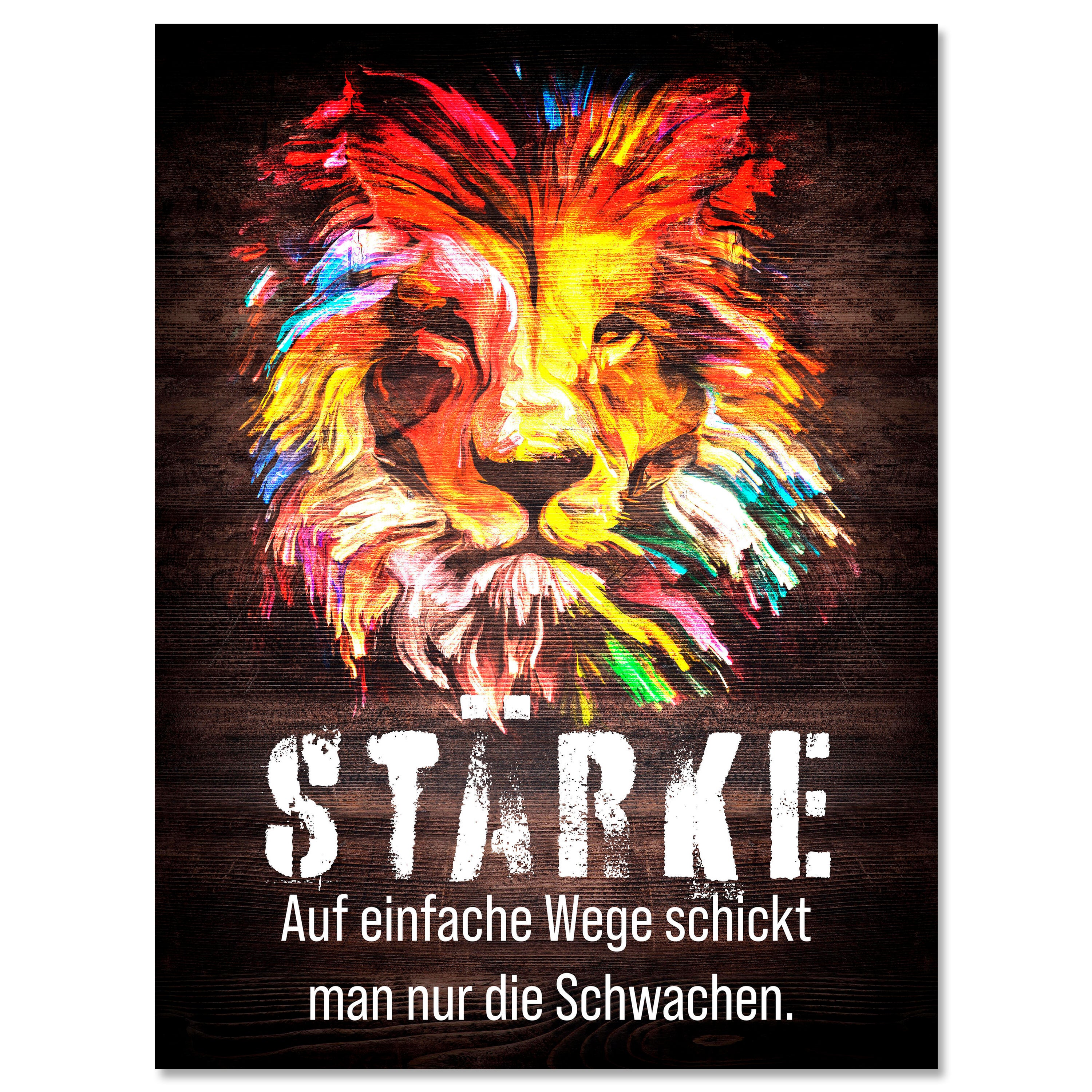 Leinwandbild Motivation, Hochformat, Löwe Stärke Holz M0028 kaufen - Bild 1 Leinwandbild Motivation, Hochformat, Löwe Stärke Holz M0028 kaufen - Bild 1