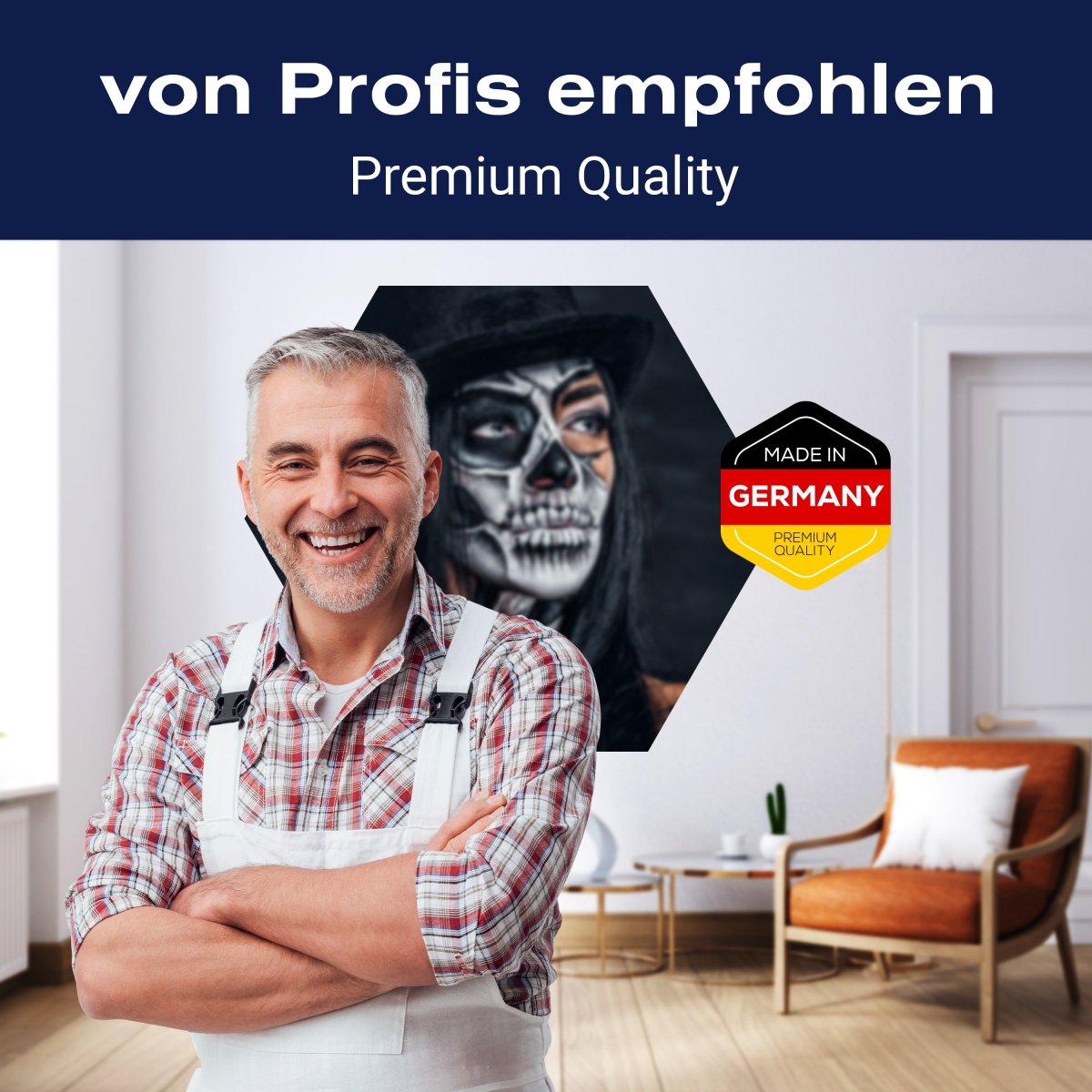 Hexagon-Fototapete Frau mit Totenkopf M0033 - Bild 5 Hexagon-Fototapete Frau mit Totenkopf M0033 - Bild 5