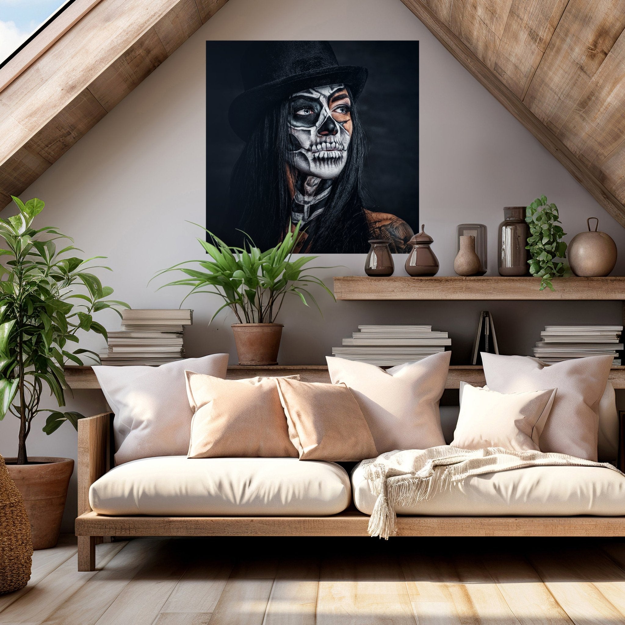 Quadratische Fototapete Frau mit Totenkopf M0033 - Bild 2 Quadratische Fototapete Frau mit Totenkopf M0033 - Bild 2