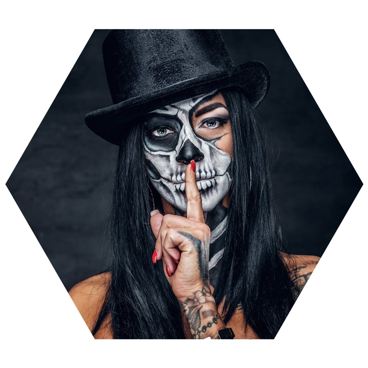 Hexagon-Fototapete Frau mit Totenkopf M0034 - Bild 11 Hexagon-Fototapete Frau mit Totenkopf M0034 - Bild 11