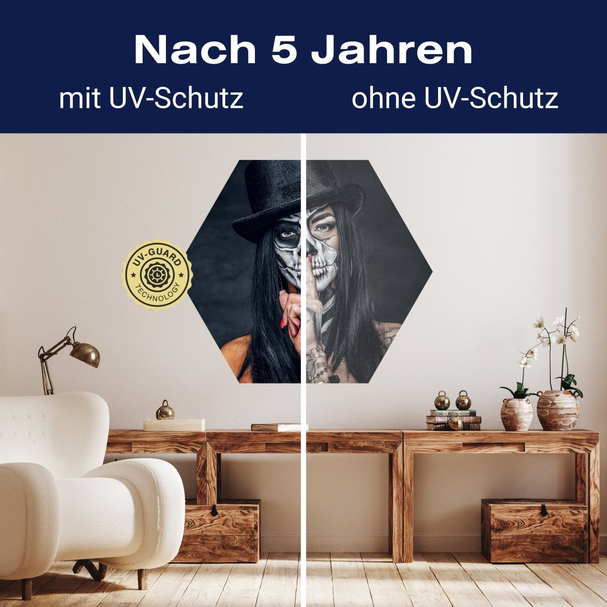 Hexagon-Fototapete Frau mit Totenkopf M0034 - Bild 9 Hexagon-Fototapete Frau mit Totenkopf M0034 - Bild 9