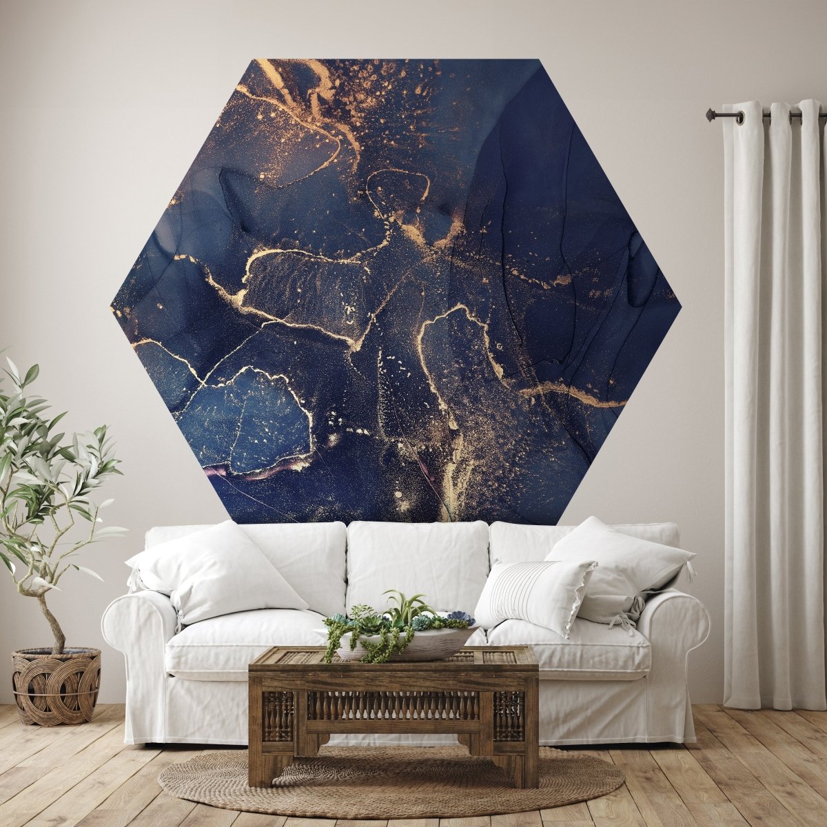 Hexagon-Fototapete blaue Marmoroptik M0035 - Bild 1 Hexagon-Fototapete blaue Marmoroptik M0035 - Bild 1