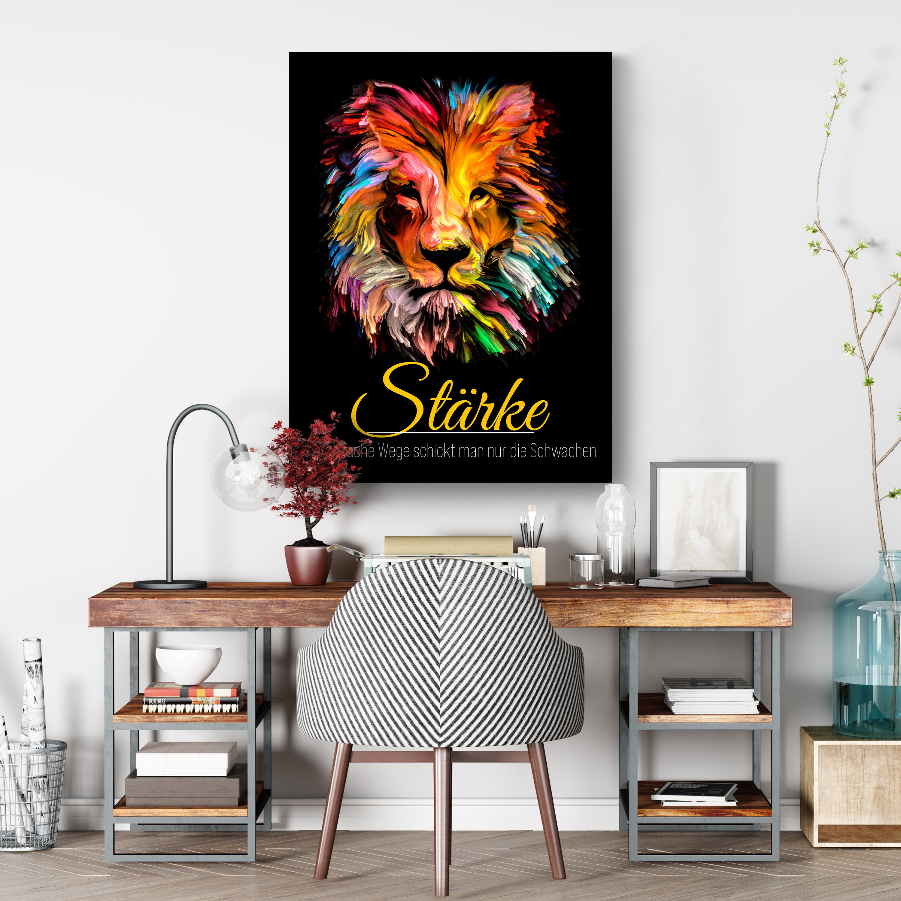 Leinwandbild Motivation, Hochformat, Löwe Stärke Schwarz M0037 kaufen - Bild 3 Leinwandbild Motivation, Hochformat, Löwe Stärke Schwarz M0037 kaufen - Bild 3