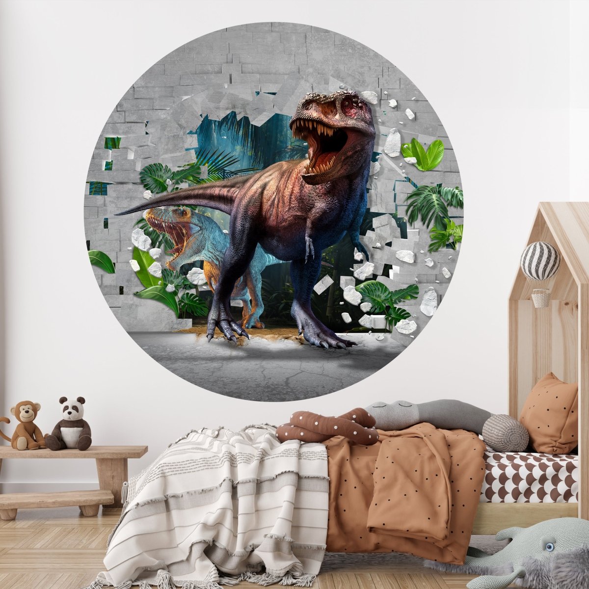 Runde Fototapete Wanddurchbruch mit Dinosauriern M0038 - Bild 2 Runde Fototapete Wanddurchbruch mit Dinosauriern M0038 - Bild 2