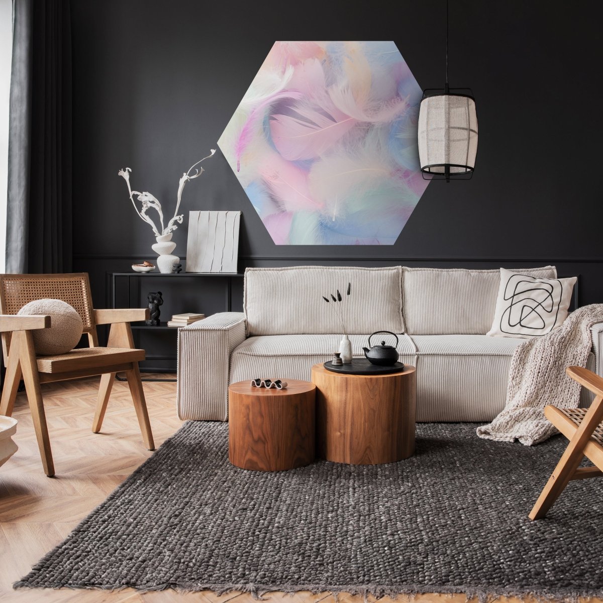 Hexagon-Fototapete bunte Federn M0039 - Bild 2 Hexagon-Fototapete bunte Federn M0039 - Bild 2