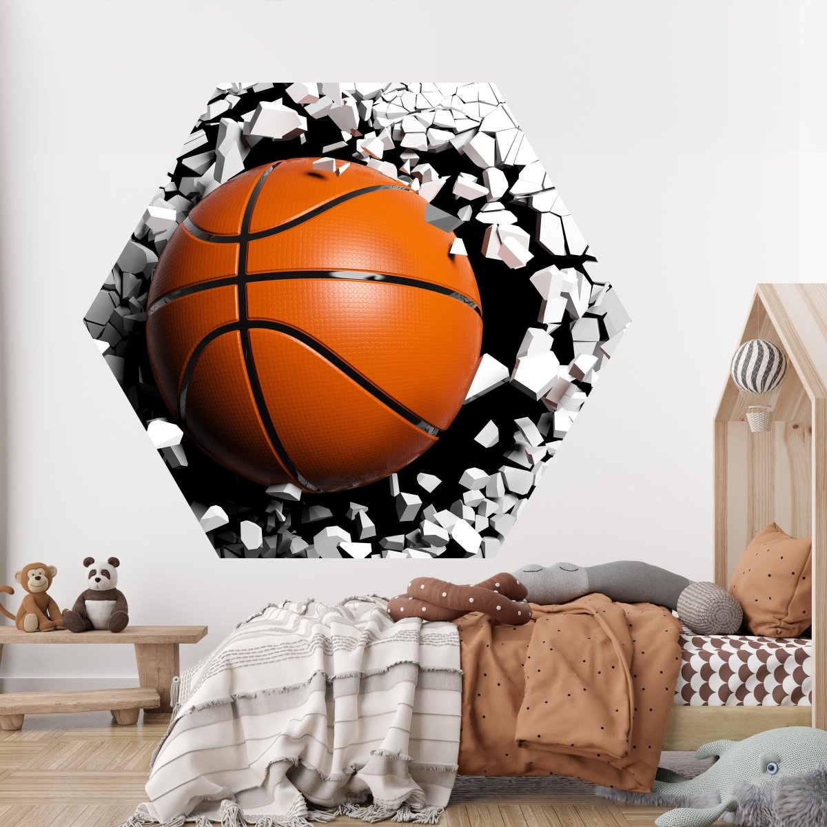Hexagon-Fototapete Wanddurchbruch mit Basketball M0040 - Bild 2 Hexagon-Fototapete Wanddurchbruch mit Basketball M0040 - Bild 2
