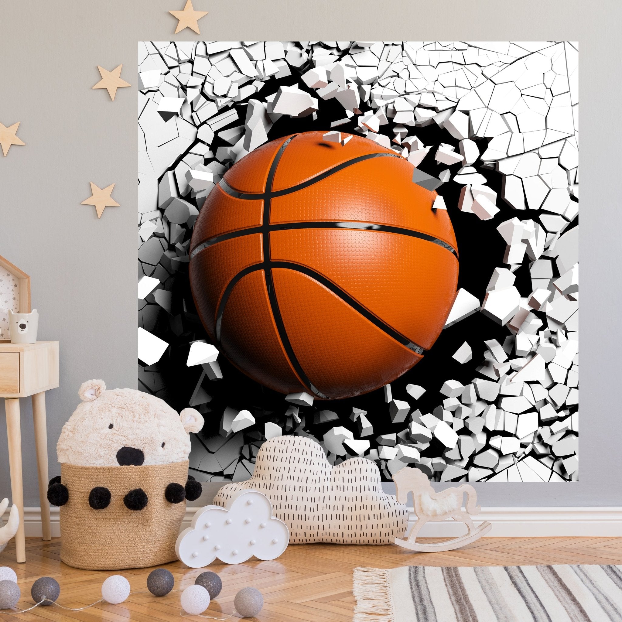 Quadratische Fototapete Wanddurchbruch mit Basketball M0040 - Bild 1 Quadratische Fototapete Wanddurchbruch mit Basketball M0040 - Bild 1