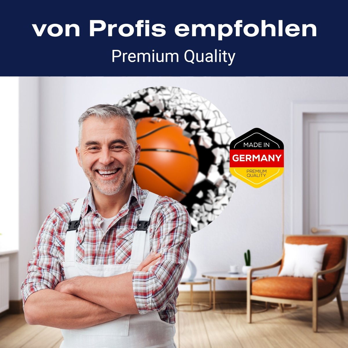Runde Fototapete Wanddurchbruch mit Basketball M0040 - Bild 5 Runde Fototapete Wanddurchbruch mit Basketball M0040 - Bild 5