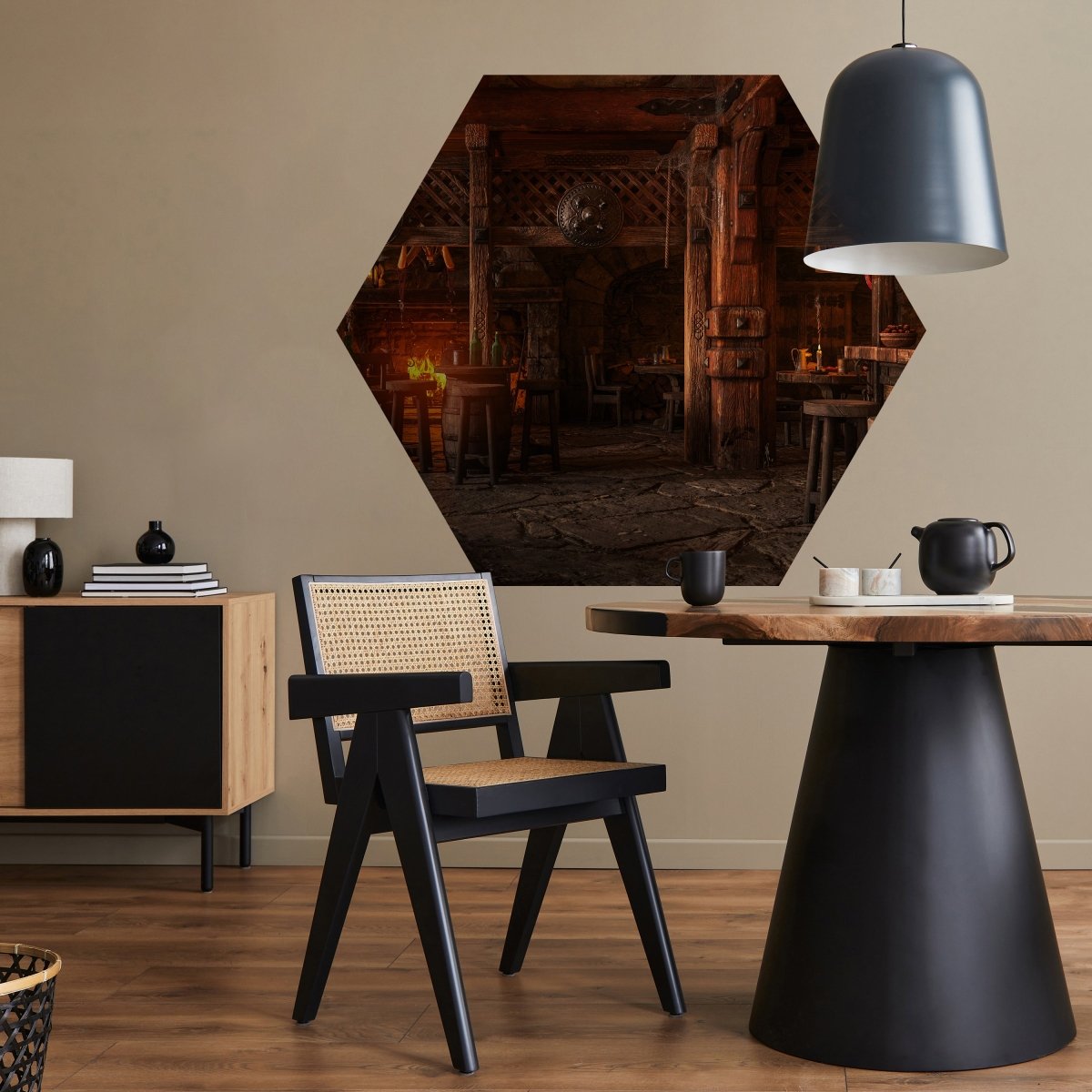 Hexagon-Fototapete Mittelalterliche Taverne M0042 - Bild 3 Hexagon-Fototapete Mittelalterliche Taverne M0042 - Bild 3