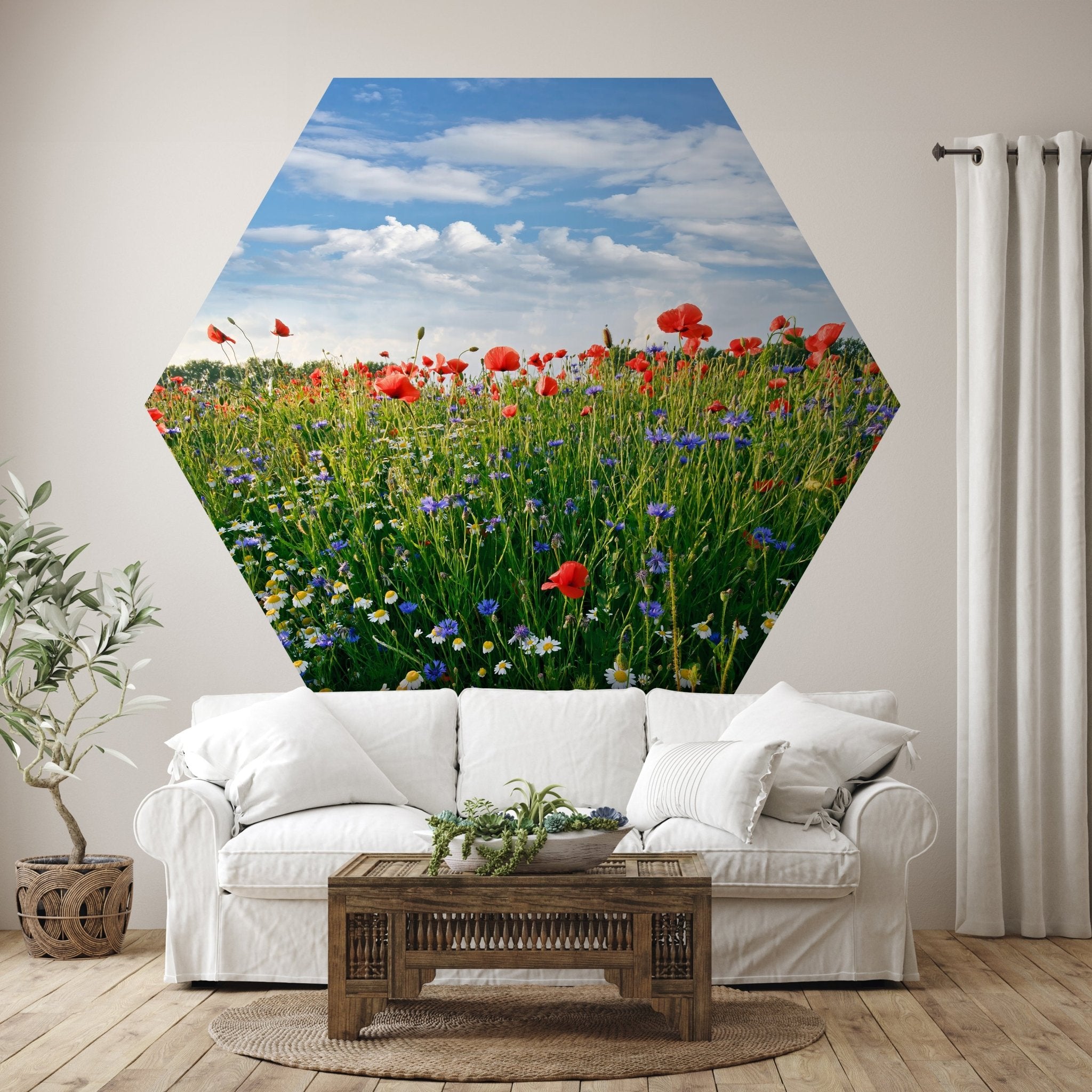 Hexagon-Fototapete Blumenwiese M0043 - Bild 1 Hexagon-Fototapete Blumenwiese M0043 - Bild 1