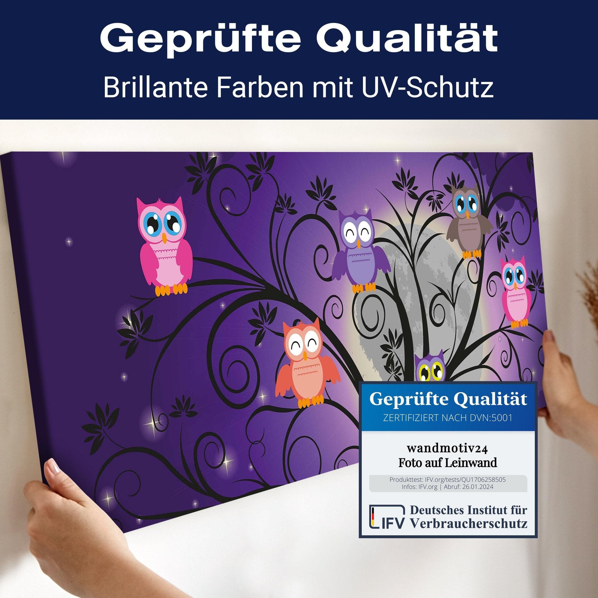 Leinwandbild Eulen auf einem Baum M0049 kaufen - Bild 4 Leinwandbild Eulen auf einem Baum M0049 kaufen - Bild 4