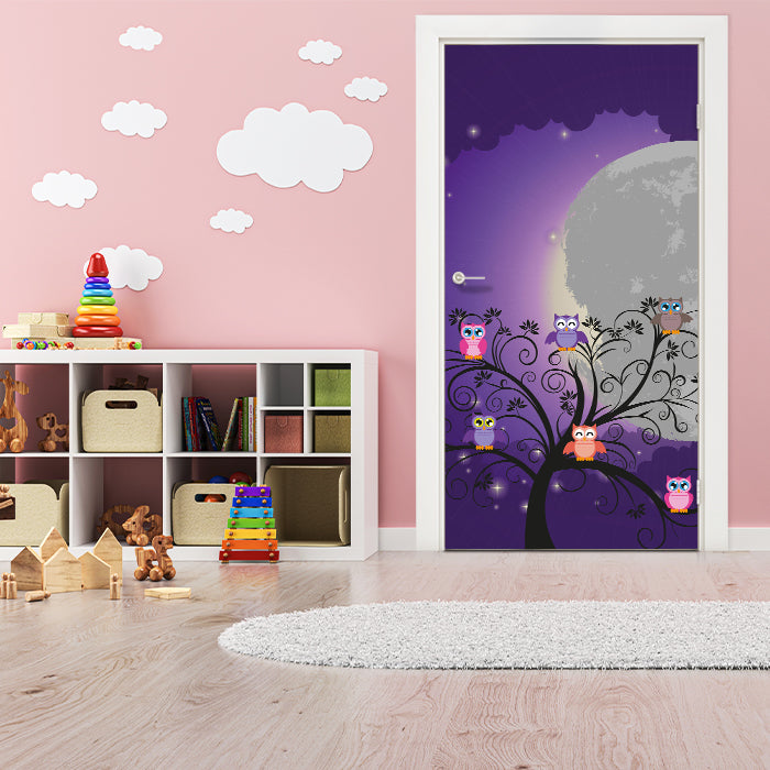 Türtapete Eulen auf einem Baum M0049 - Bild 1 Türtapete Eulen auf einem Baum M0049 - Bild 1