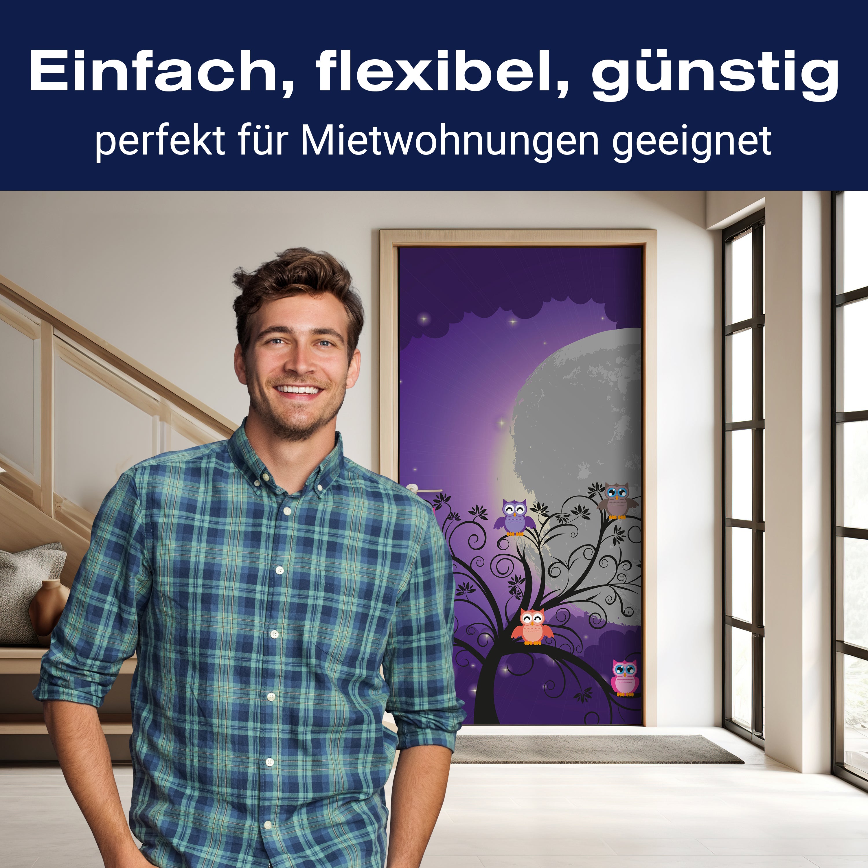 Türtapete Eulen auf einem Baum M0049 - Bild 3 Türtapete Eulen auf einem Baum M0049 - Bild 3