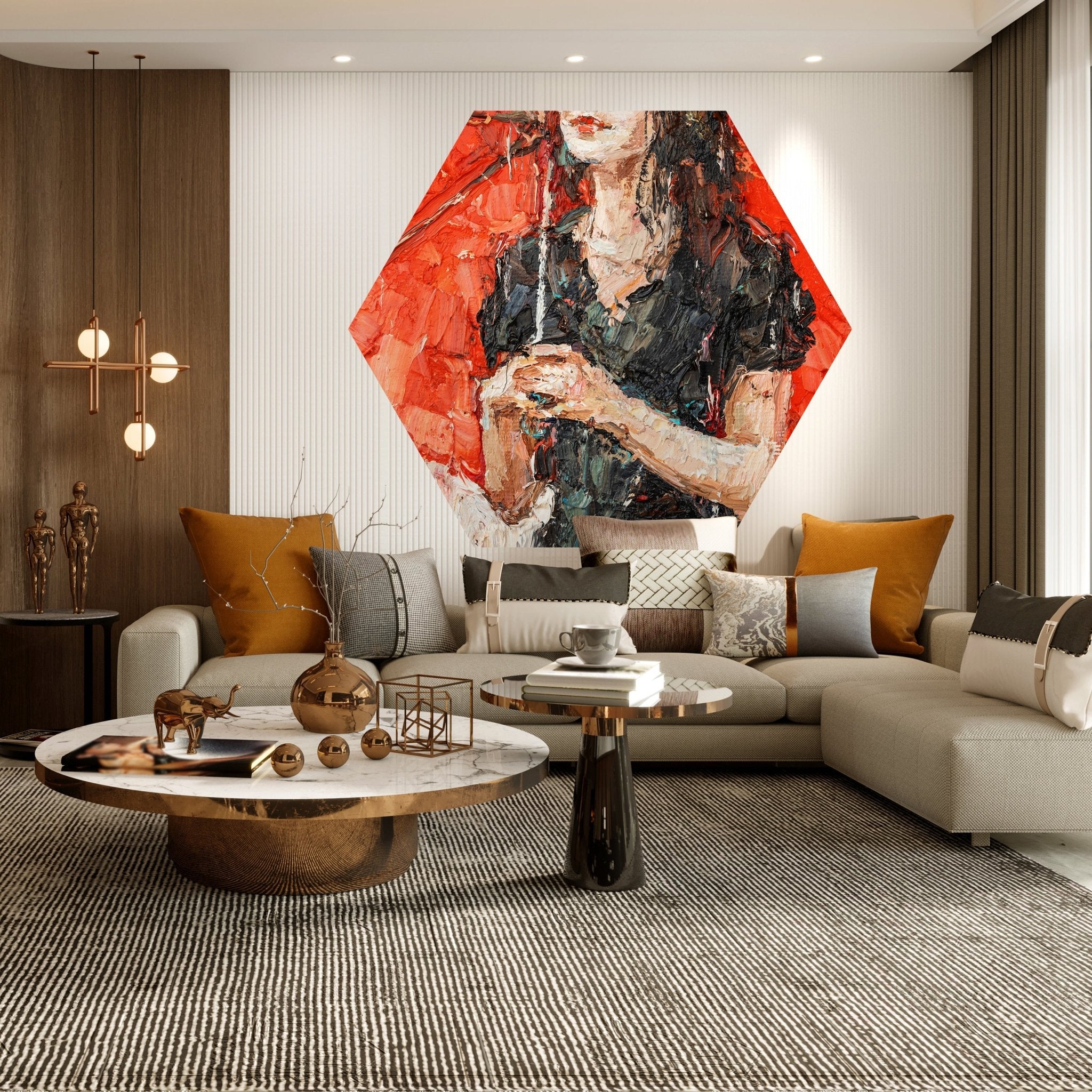 Hexagon-Fototapete Frau Malerei Regenschirm M0050 - Bild 3 Hexagon-Fototapete Frau Malerei Regenschirm M0050 - Bild 3