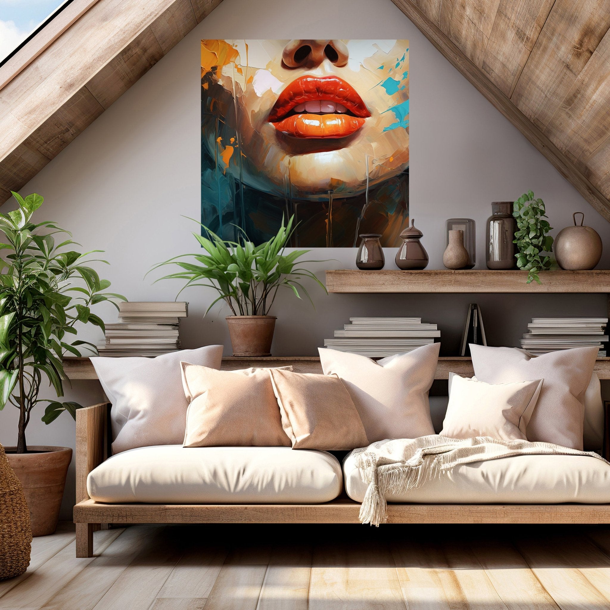 Quadratische Fototapete Malerei Frau Lippen M0052 - Bild 2 Quadratische Fototapete Malerei Frau Lippen M0052 - Bild 2