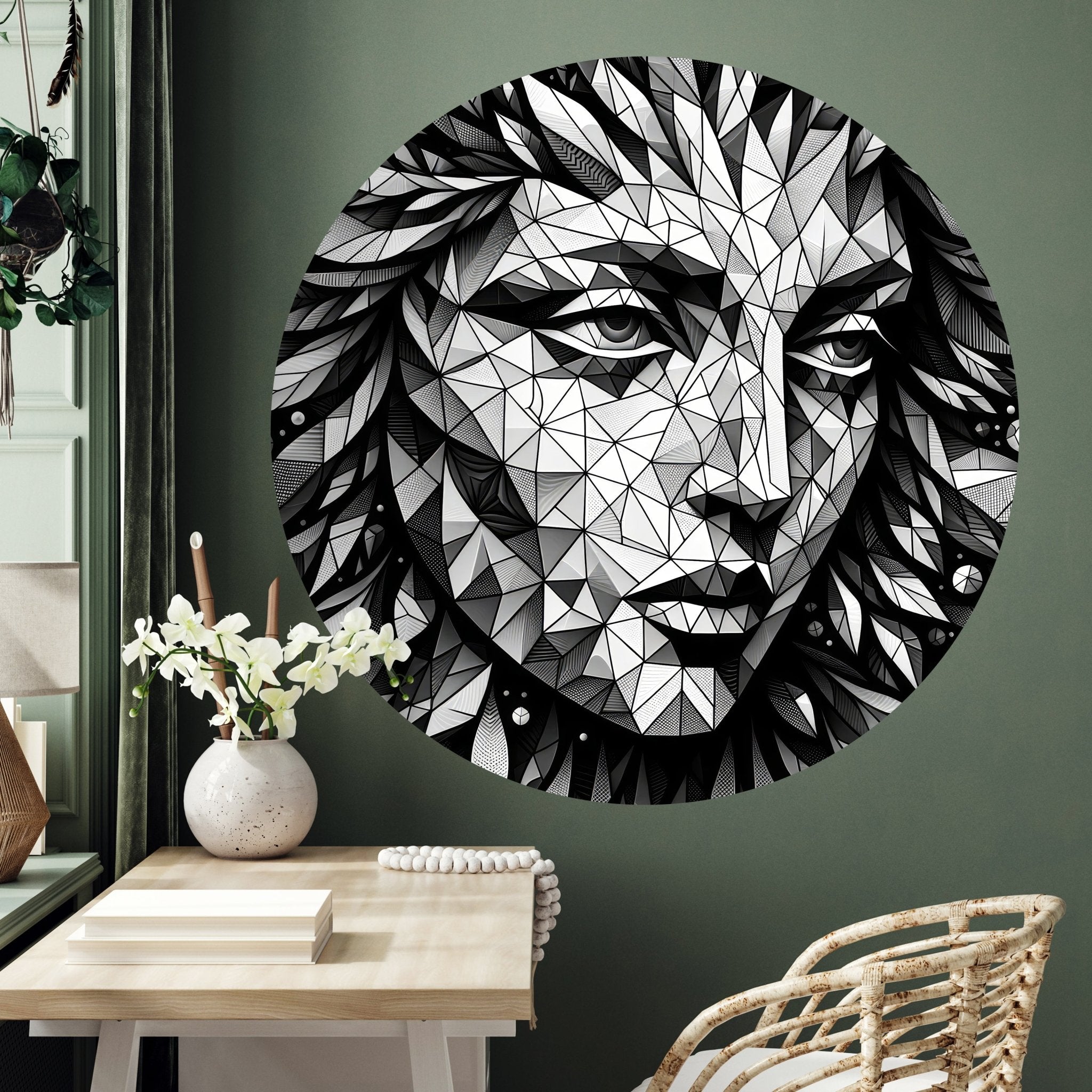 Runde Fototapete geometrisches Gesicht, Kunst M0053 - Bild 3 Runde Fototapete geometrisches Gesicht, Kunst M0053 - Bild 3