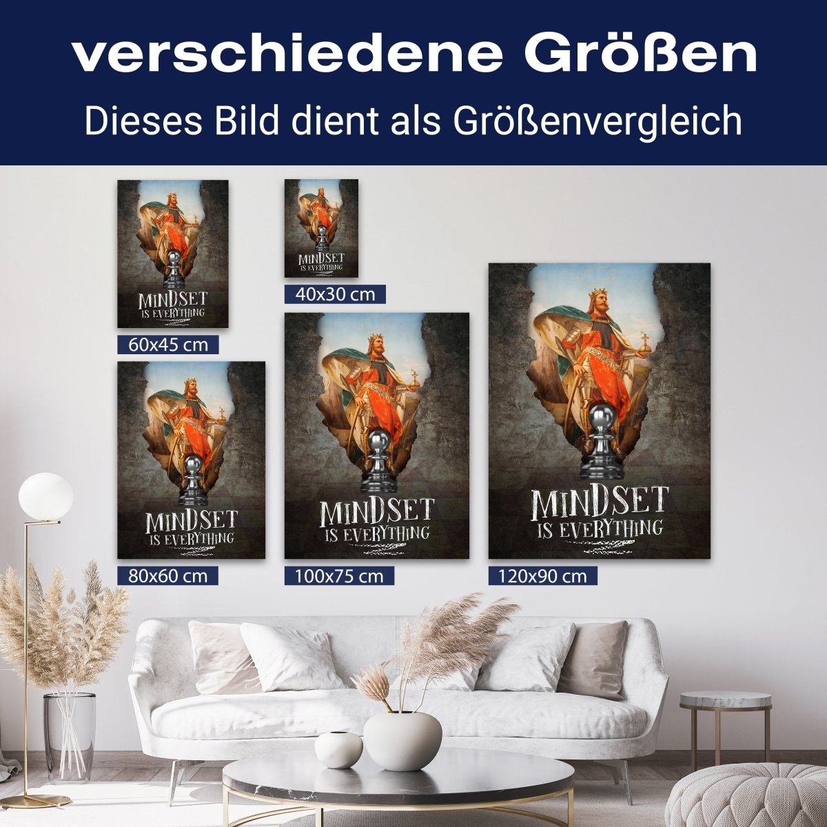 Leinwandbild Motivation, Hochformat, Mindset König M0055 kaufen - Bild 8 Leinwandbild Motivation, Hochformat, Mindset König M0055 kaufen - Bild 8
