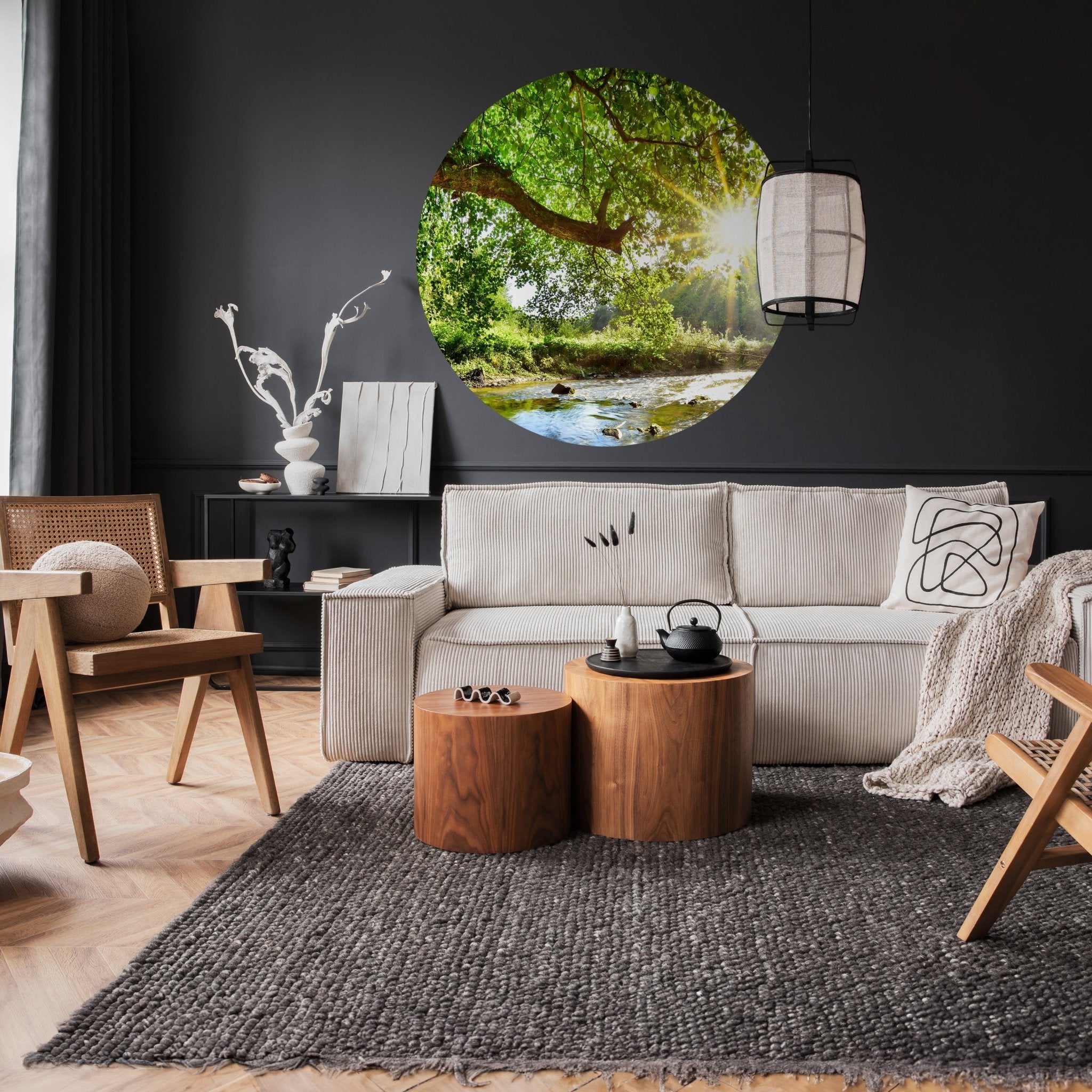 Runde Fototapete Wald mit Fluss M0061 - Bild 2 Runde Fototapete Wald mit Fluss M0061 - Bild 2