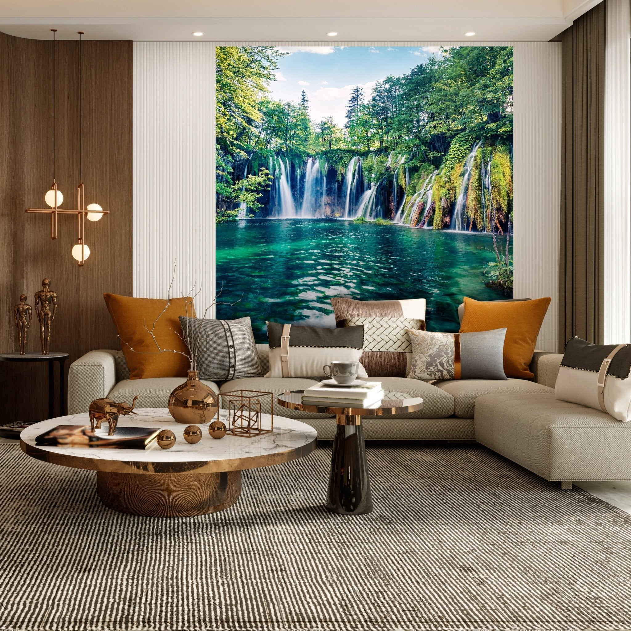 Quadratische Fototapete Wasserfall mit See M0062 - Bild 3 Quadratische Fototapete Wasserfall mit See M0062 - Bild 3
