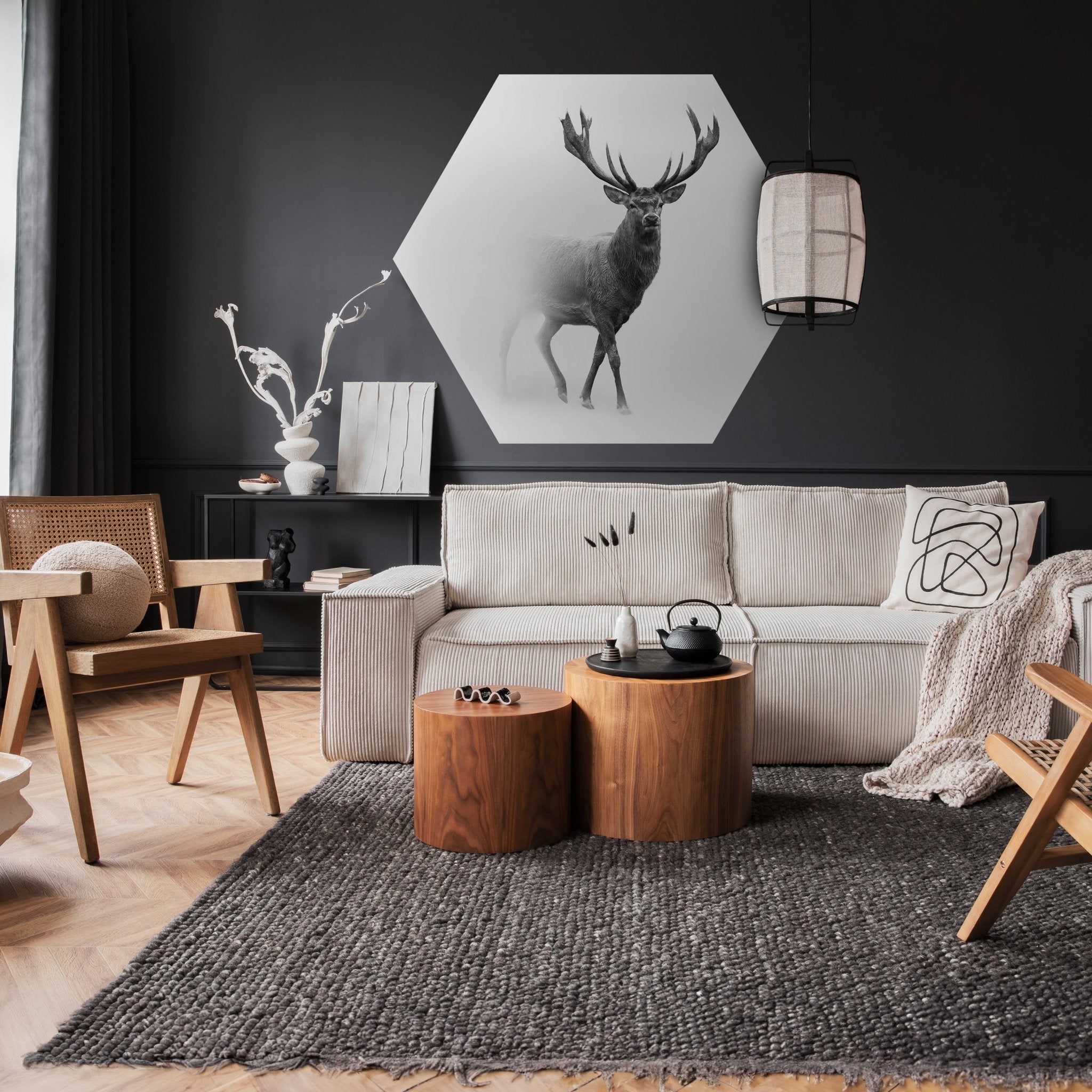 Hexagon-Fototapete Hirsch im Nebel M0064 - Bild 2 Hexagon-Fototapete Hirsch im Nebel M0064 - Bild 2