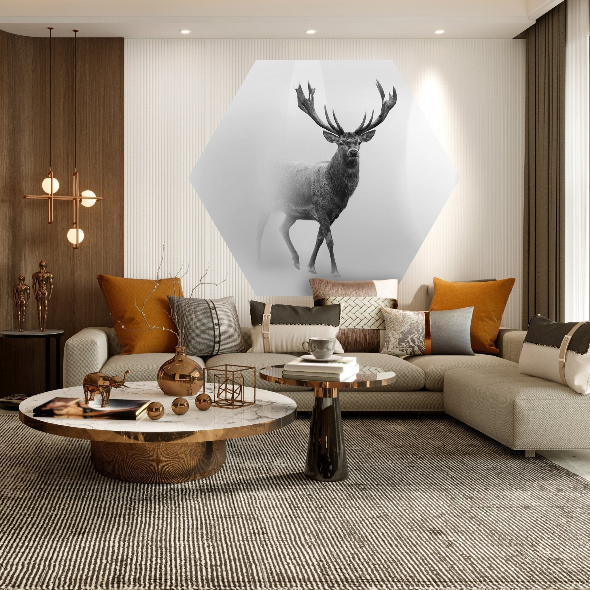 Hexagon-Fototapete Hirsch im Nebel M0064 - Bild 3 Hexagon-Fototapete Hirsch im Nebel M0064 - Bild 3