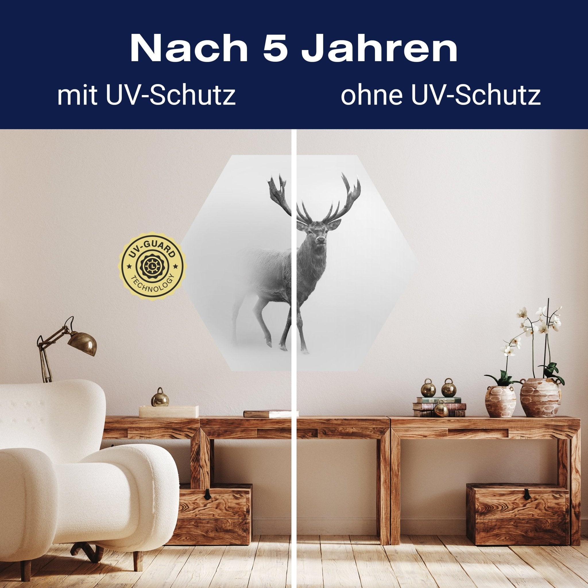 Hexagon-Fototapete Hirsch im Nebel M0064 - Bild 9 Hexagon-Fototapete Hirsch im Nebel M0064 - Bild 9