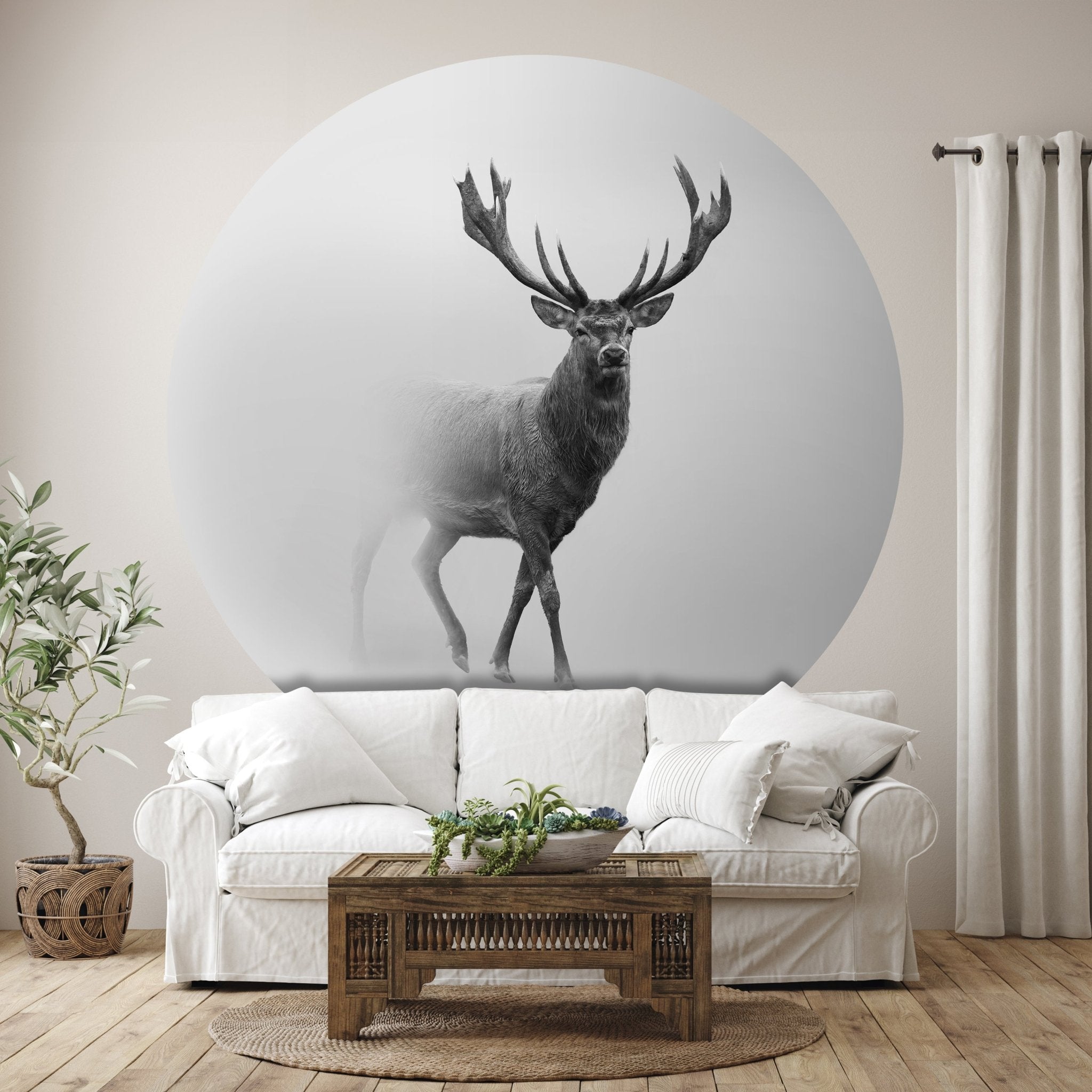Runde Fototapete Hirsch im Nebel M0064 - Bild 1 Runde Fototapete Hirsch im Nebel M0064 - Bild 1